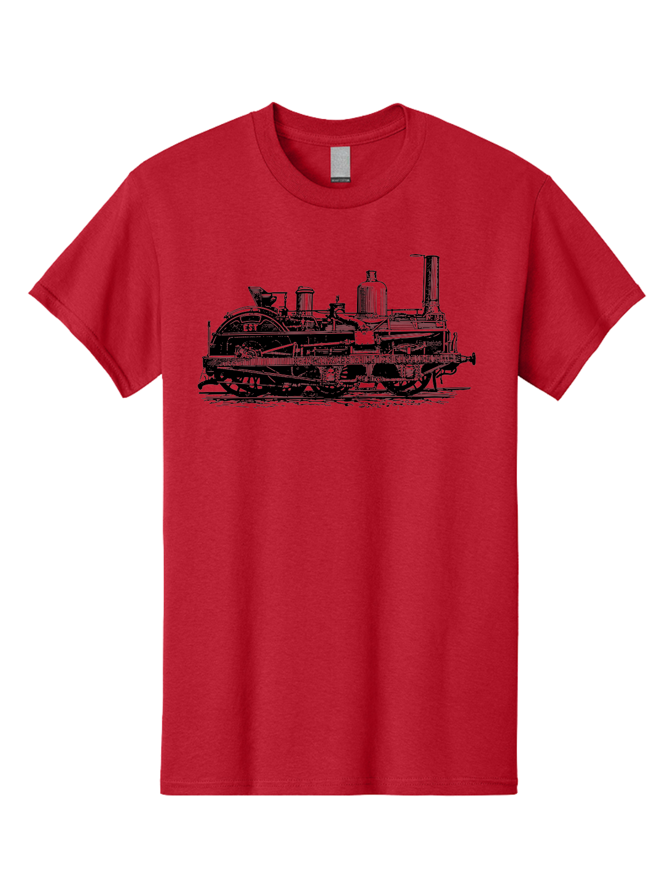 Est-Steam-Train Men'S Graphic Tee, 100% Cotton, Comfortable Casual Summer Wear, Machine Washable, Vintage Train Engine, Steam Locomotive, Classic Transportation, Esi Train, Rail Travel, Nostalgic Vehicle, Industrial Heritage, Old Train, Aad789 23