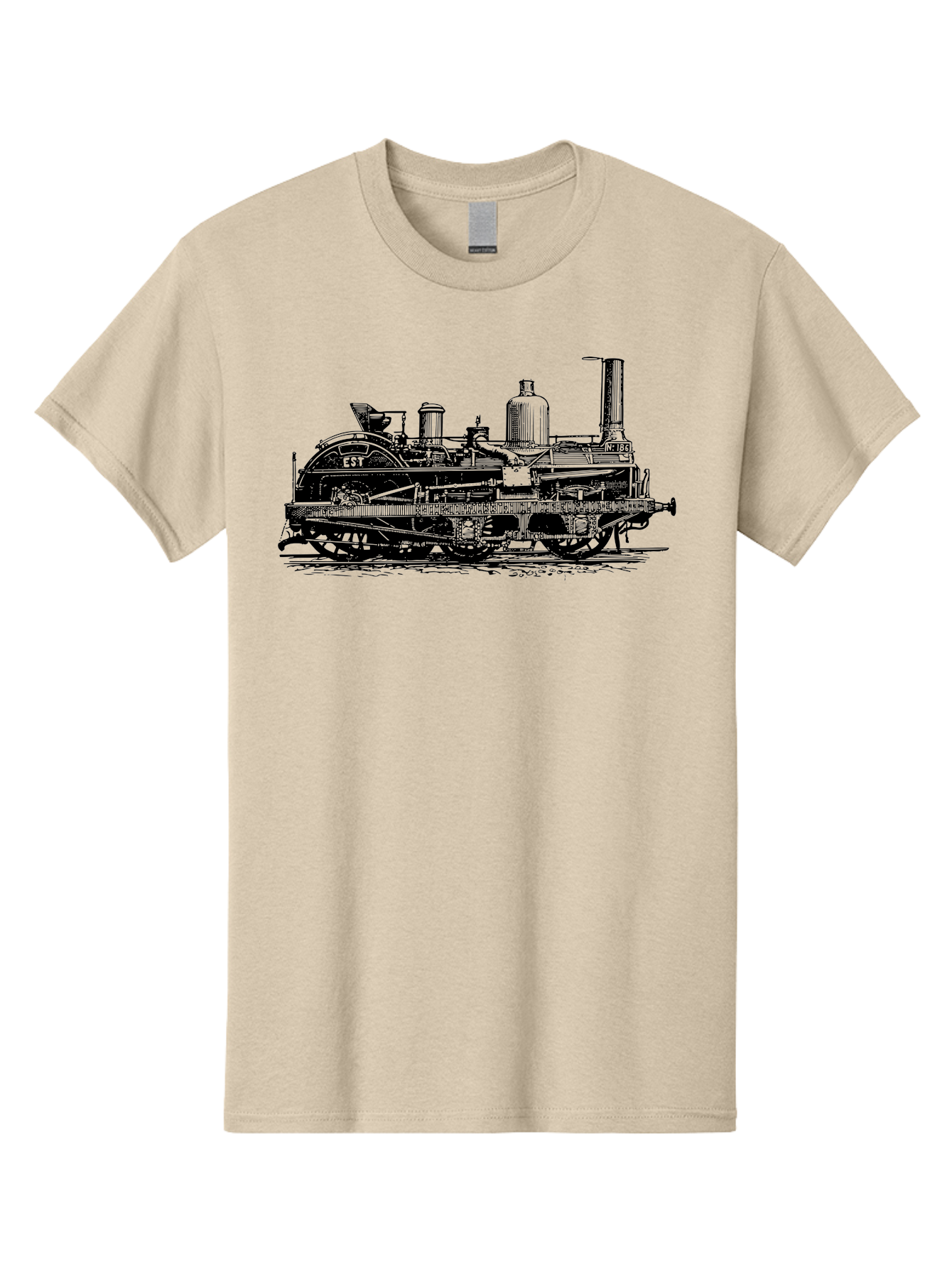 Est-Steam-Train Men'S Graphic Tee, 100% Cotton, Comfortable Casual Summer Wear, Machine Washable, Vintage Train Engine, Steam Locomotive, Classic Transportation, Esi Train, Rail Travel, Nostalgic Vehicle, Industrial Heritage, Old Train, Aad789 15