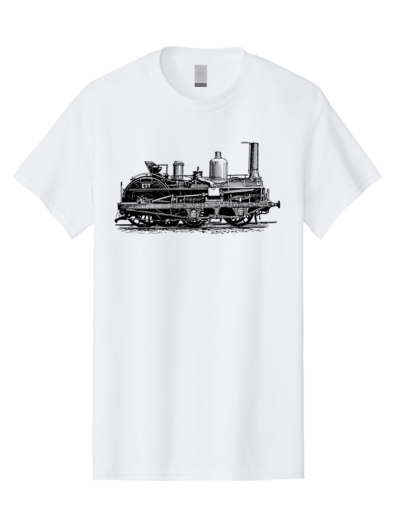 Est-Steam-Train Men'S Graphic Tee, 100% Cotton, Comfortable Casual Summer Wear, Machine Washable, Vintage Train Engine, Steam Locomotive, Classic Transportation, Esi Train, Rail Travel, Nostalgic Vehicle, Industrial Heritage, Old Train, Aad789 21