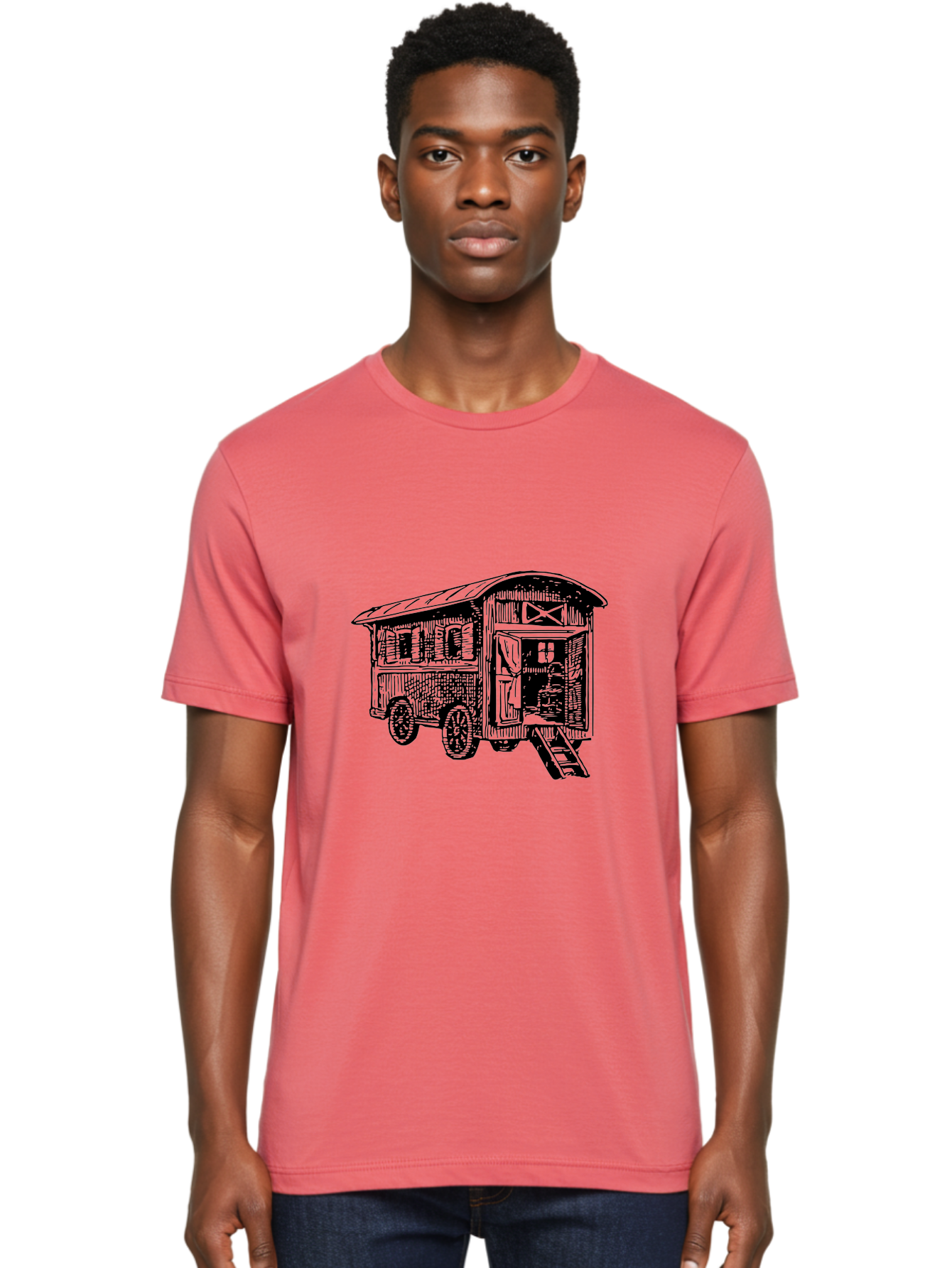 Gypsy-Vardo Men'S Graphic Tee, 100% Cotton, Comfortable Casual Summer Wear, Machine Washable, Gypsy Caravan, Vintage Trailer, Wooden Caravan, Rustic Charm, Travel Trailer, Nomadic Lifestyle, Alternative Living, Bohemian Style Aad791 30