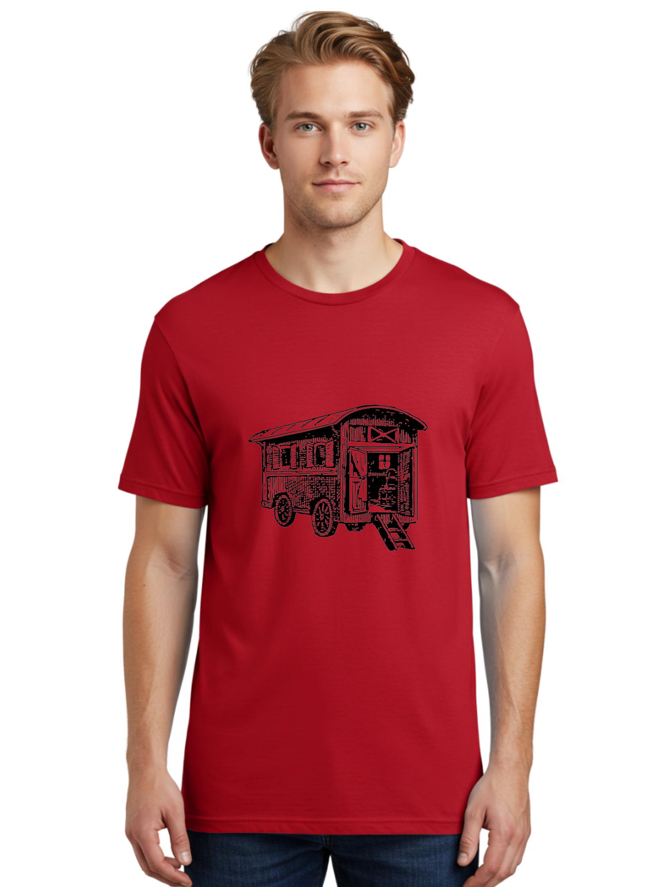 Gypsy-Vardo Men'S Graphic Tee, 100% Cotton, Comfortable Casual Summer Wear, Machine Washable, Gypsy Caravan, Vintage Trailer, Wooden Caravan, Rustic Charm, Travel Trailer, Nomadic Lifestyle, Alternative Living, Bohemian Style Aad791 8
