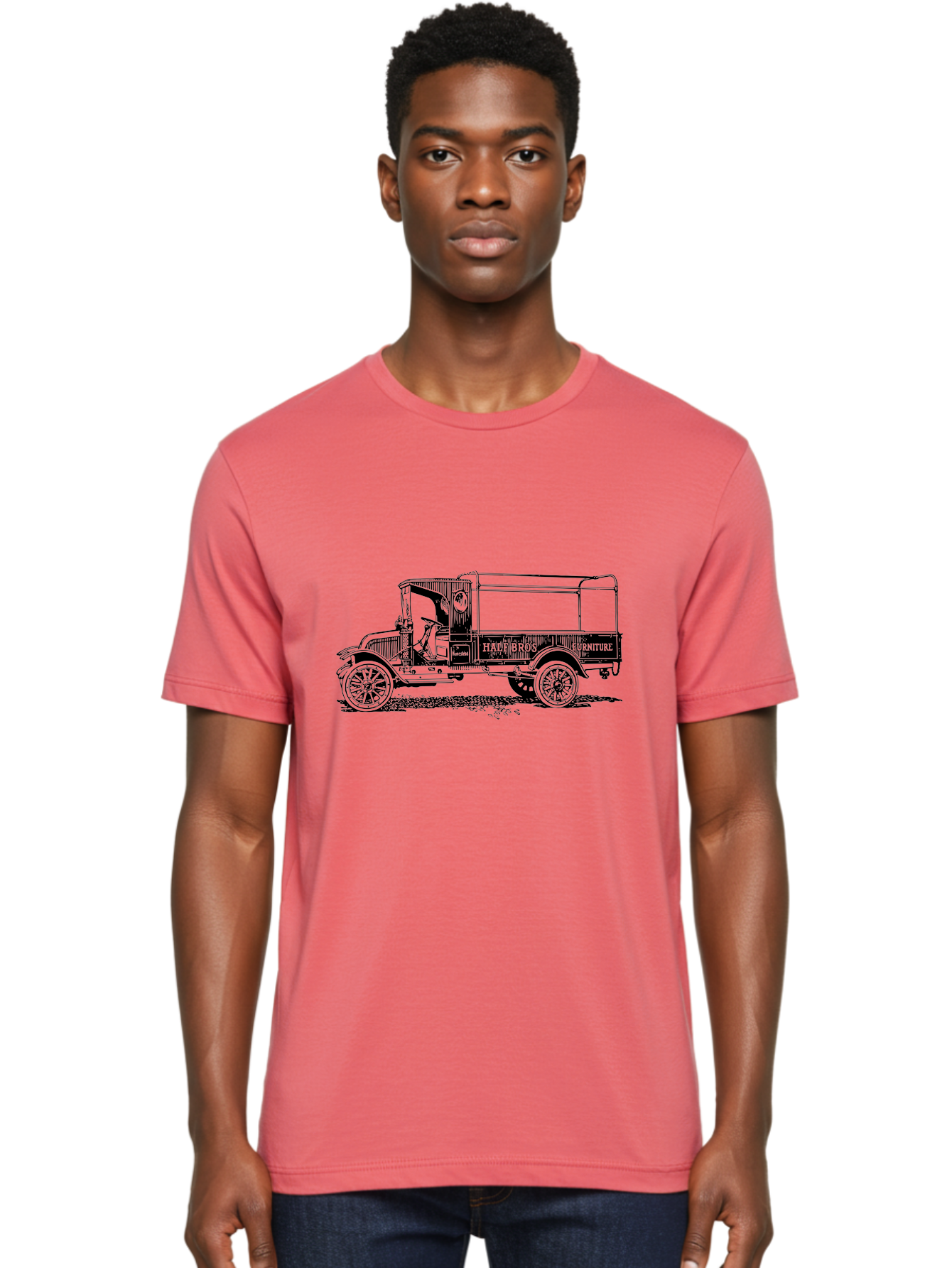 Hall-Bros-Furniture Men'S Graphic Tee, 100% Cotton, Comfortable Casual Summer Wear, Machine Washable, Vintage Truck, Antique Delivery Vehicle, Hale Bros Furniture, Classic Truck Design, Old Truck, Retro Transportation, Furniture Delivery, Aad792 8