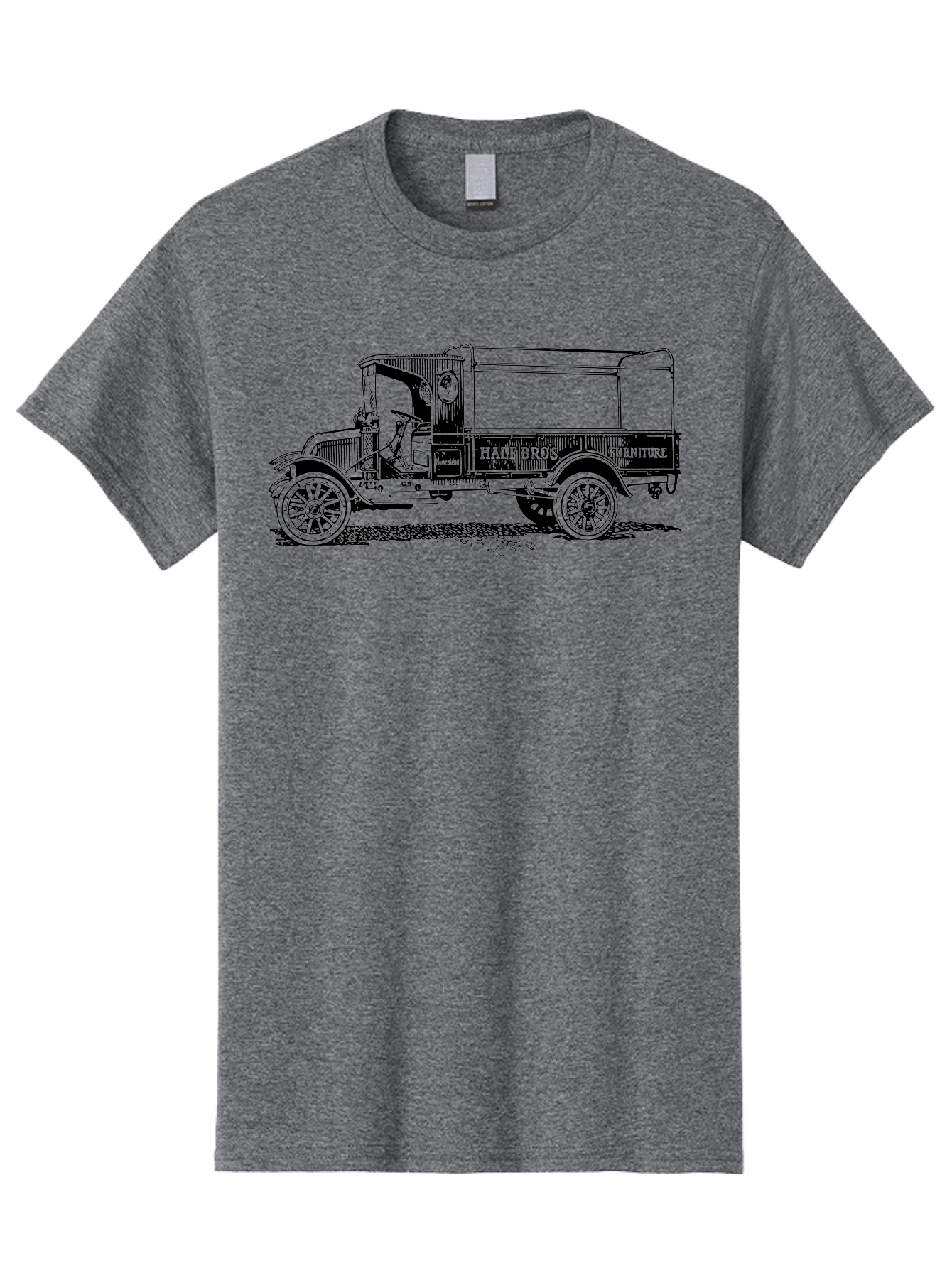 Hall-Bros-Furniture Men'S Graphic Tee, 100% Cotton, Comfortable Casual Summer Wear, Machine Washable, Vintage Truck, Antique Delivery Vehicle, Hale Bros Furniture, Classic Truck Design, Old Truck, Retro Transportation, Furniture Delivery, Aad792 13