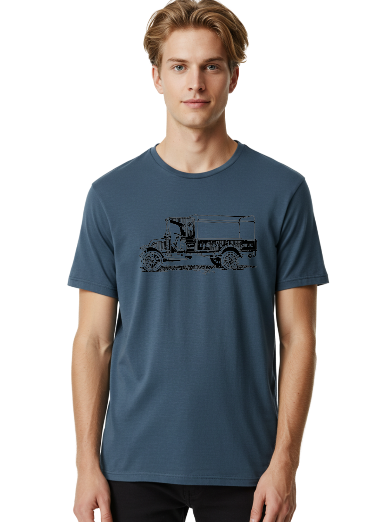 Hall-Bros-Furniture Men'S Graphic Tee, 100% Cotton, Comfortable Casual Summer Wear, Machine Washable, Vintage Truck, Antique Delivery Vehicle, Hale Bros Furniture, Classic Truck Design, Old Truck, Retro Transportation, Furniture Delivery, Aad792 28