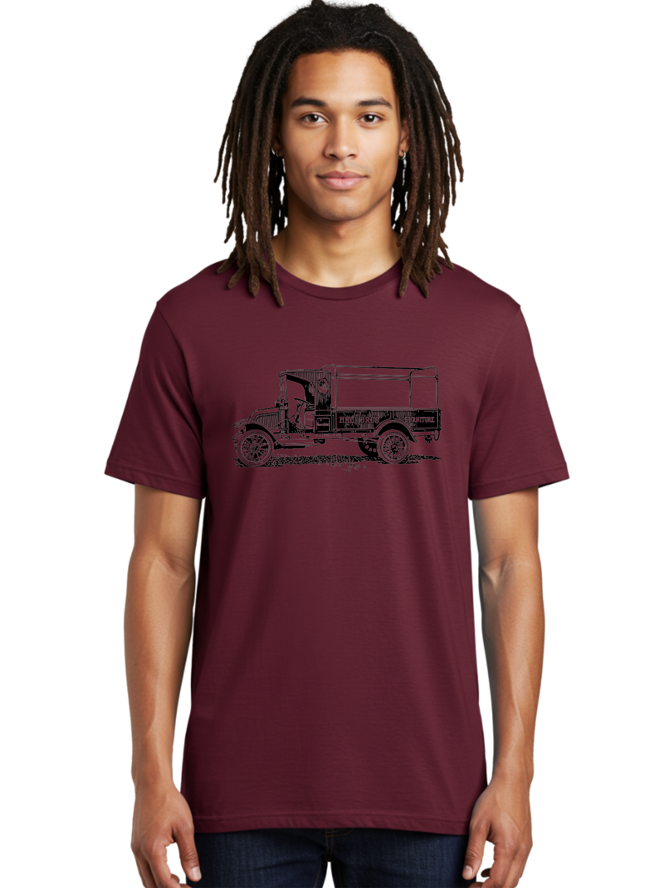 Hall-Bros-Furniture Men'S Graphic Tee, 100% Cotton, Comfortable Casual Summer Wear, Machine Washable, Vintage Truck, Antique Delivery Vehicle, Hale Bros Furniture, Classic Truck Design, Old Truck, Retro Transportation, Furniture Delivery, Aad792 12
