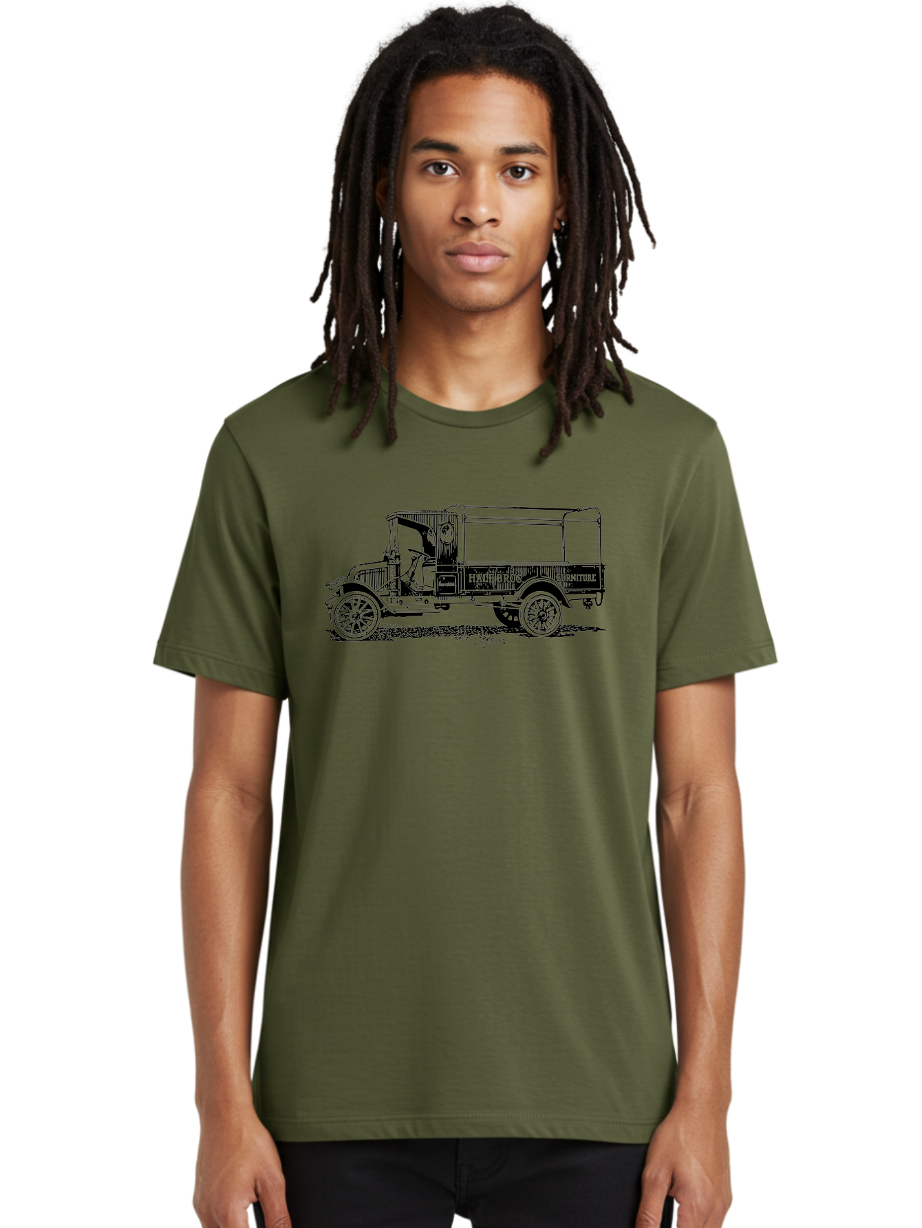 Hall-Bros-Furniture Men'S Graphic Tee, 100% Cotton, Comfortable Casual Summer Wear, Machine Washable, Vintage Truck, Antique Delivery Vehicle, Hale Bros Furniture, Classic Truck Design, Old Truck, Retro Transportation, Furniture Delivery, Aad792 24