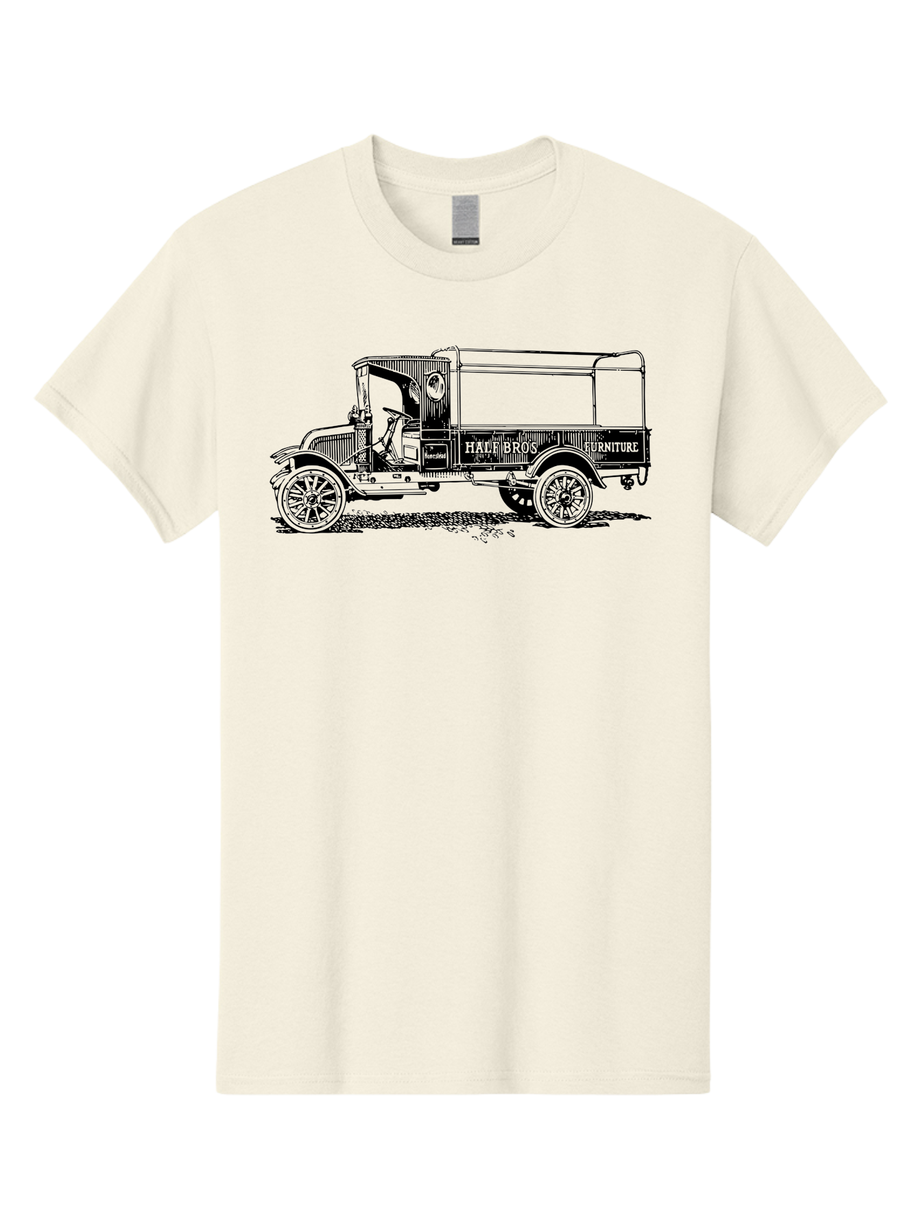 Hall-Bros-Furniture Men'S Graphic Tee, 100% Cotton, Comfortable Casual Summer Wear, Machine Washable, Vintage Truck, Antique Delivery Vehicle, Hale Bros Furniture, Classic Truck Design, Old Truck, Retro Transportation, Furniture Delivery, Aad792 25