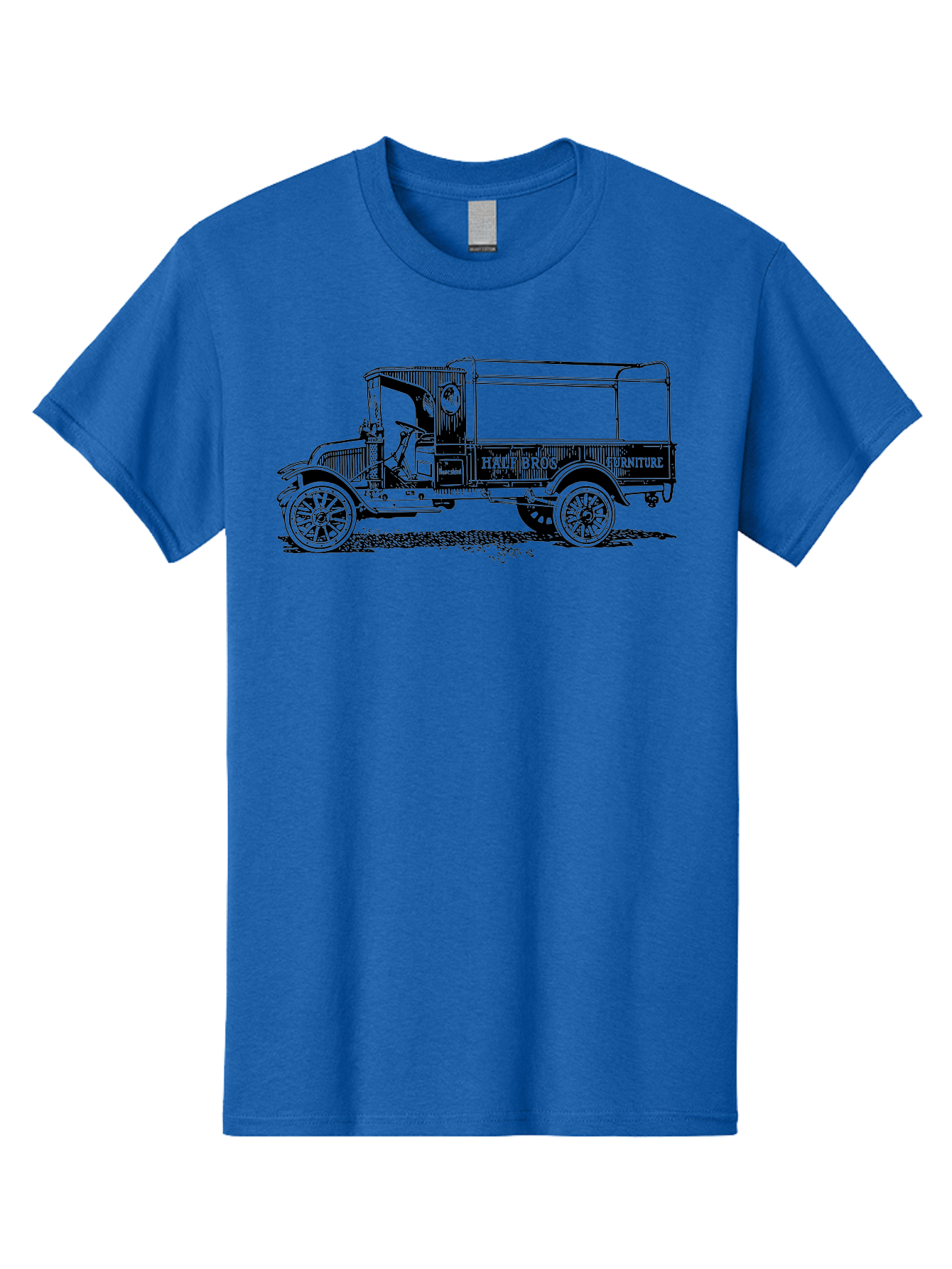 Hall-Bros-Furniture Men'S Graphic Tee, 100% Cotton, Comfortable Casual Summer Wear, Machine Washable, Vintage Truck, Antique Delivery Vehicle, Hale Bros Furniture, Classic Truck Design, Old Truck, Retro Transportation, Furniture Delivery, Aad792 19