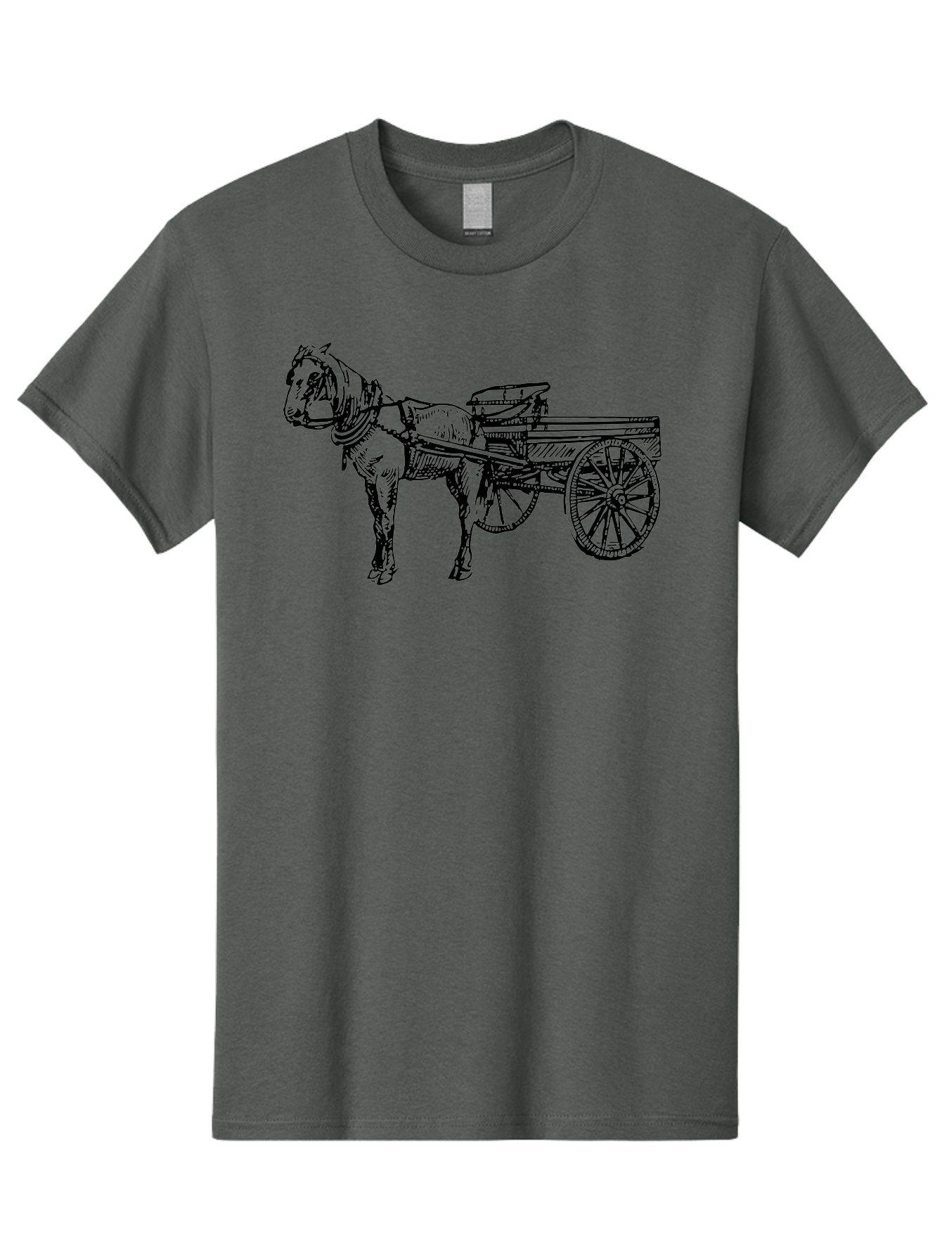 Horse-And-Cart Men'S Graphic Tee, 100% Cotton, Comfortable Casual Summer Wear, Machine Washable, Horse Drawn Cart, Vintage Transportation, Traditional Carriage, Horse Harness, Wooden Cart Wheels, Classic Illustration, Historical Vehicle, Aad793 29