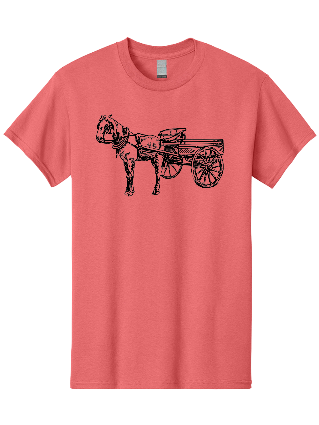 Horse-And-Cart Men'S Graphic Tee, 100% Cotton, Comfortable Casual Summer Wear, Machine Washable, Horse Drawn Cart, Vintage Transportation, Traditional Carriage, Horse Harness, Wooden Cart Wheels, Classic Illustration, Historical Vehicle, Aad793 27