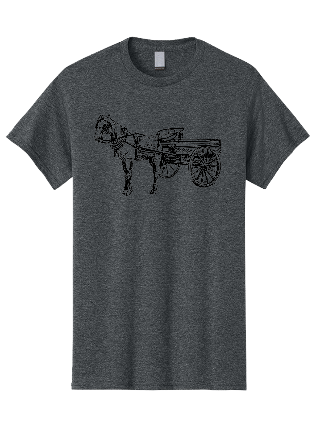 Horse-And-Cart Men'S Graphic Tee, 100% Cotton, Comfortable Casual Summer Wear, Machine Washable, Horse Drawn Cart, Vintage Transportation, Traditional Carriage, Horse Harness, Wooden Cart Wheels, Classic Illustration, Historical Vehicle, Aad793 11