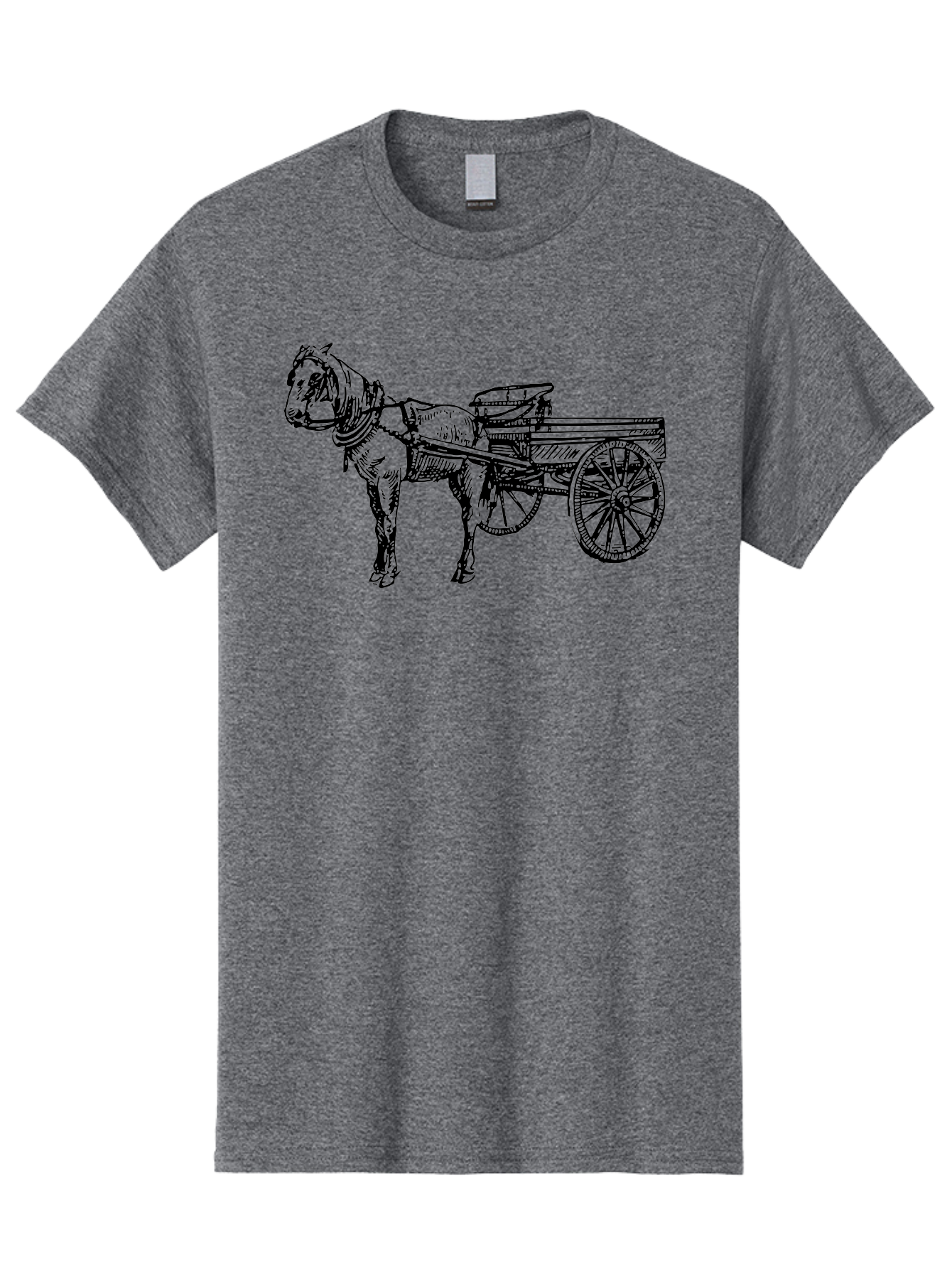Horse-And-Cart Men'S Graphic Tee, 100% Cotton, Comfortable Casual Summer Wear, Machine Washable, Horse Drawn Cart, Vintage Transportation, Traditional Carriage, Horse Harness, Wooden Cart Wheels, Classic Illustration, Historical Vehicle, Aad793 15
