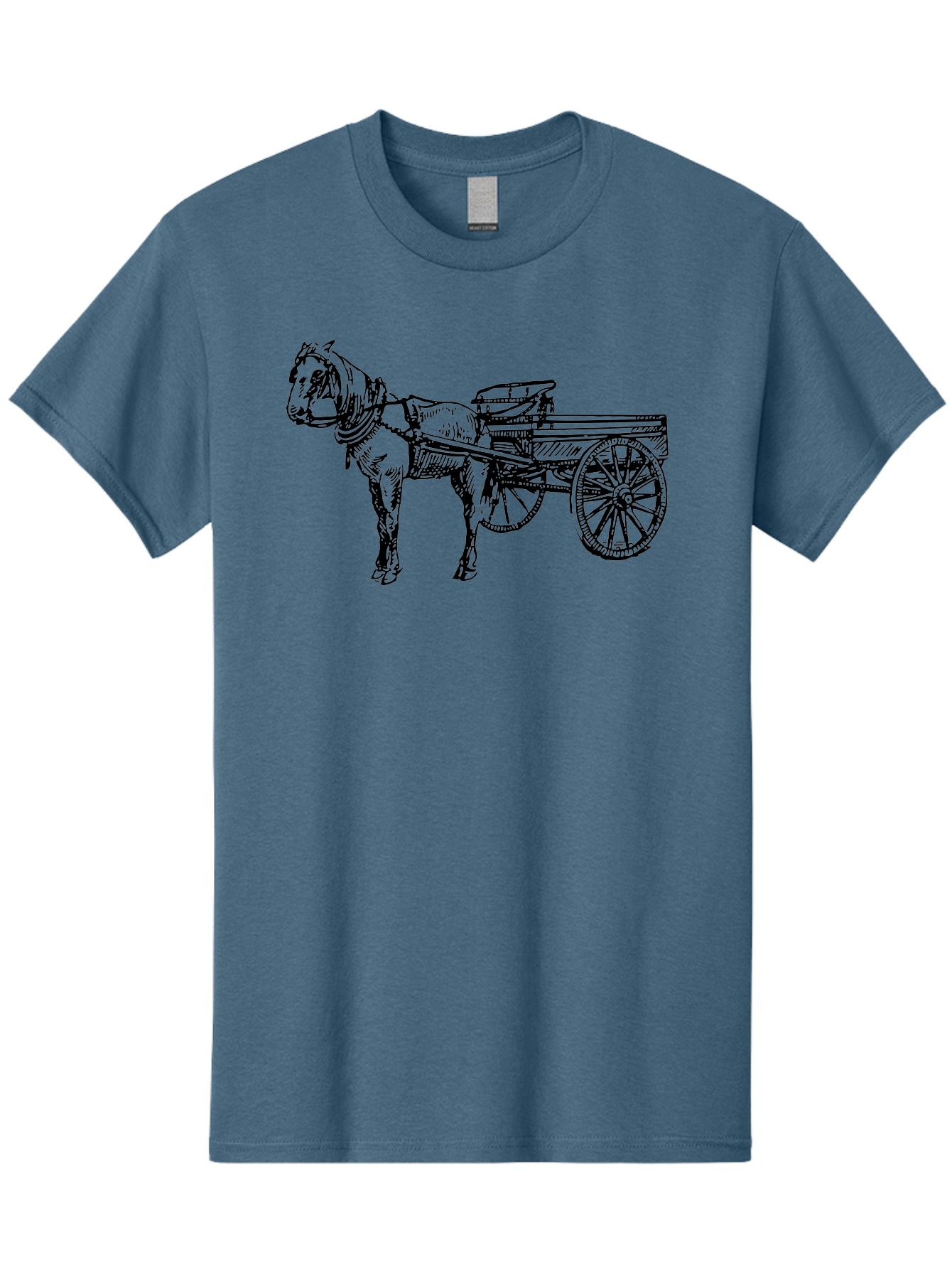 Horse-And-Cart Men'S Graphic Tee, 100% Cotton, Comfortable Casual Summer Wear, Machine Washable, Horse Drawn Cart, Vintage Transportation, Traditional Carriage, Horse Harness, Wooden Cart Wheels, Classic Illustration, Historical Vehicle, Aad793 9