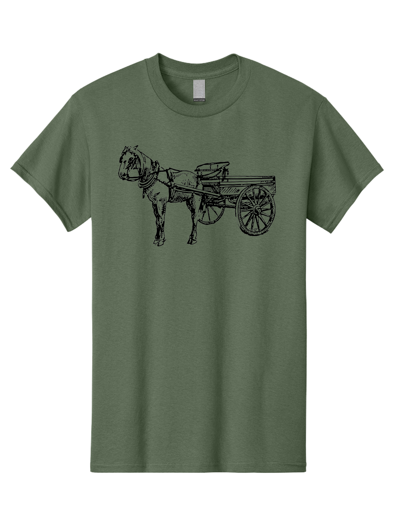 Horse-And-Cart Men'S Graphic Tee, 100% Cotton, Comfortable Casual Summer Wear, Machine Washable, Horse Drawn Cart, Vintage Transportation, Traditional Carriage, Horse Harness, Wooden Cart Wheels, Classic Illustration, Historical Vehicle, Aad793 23