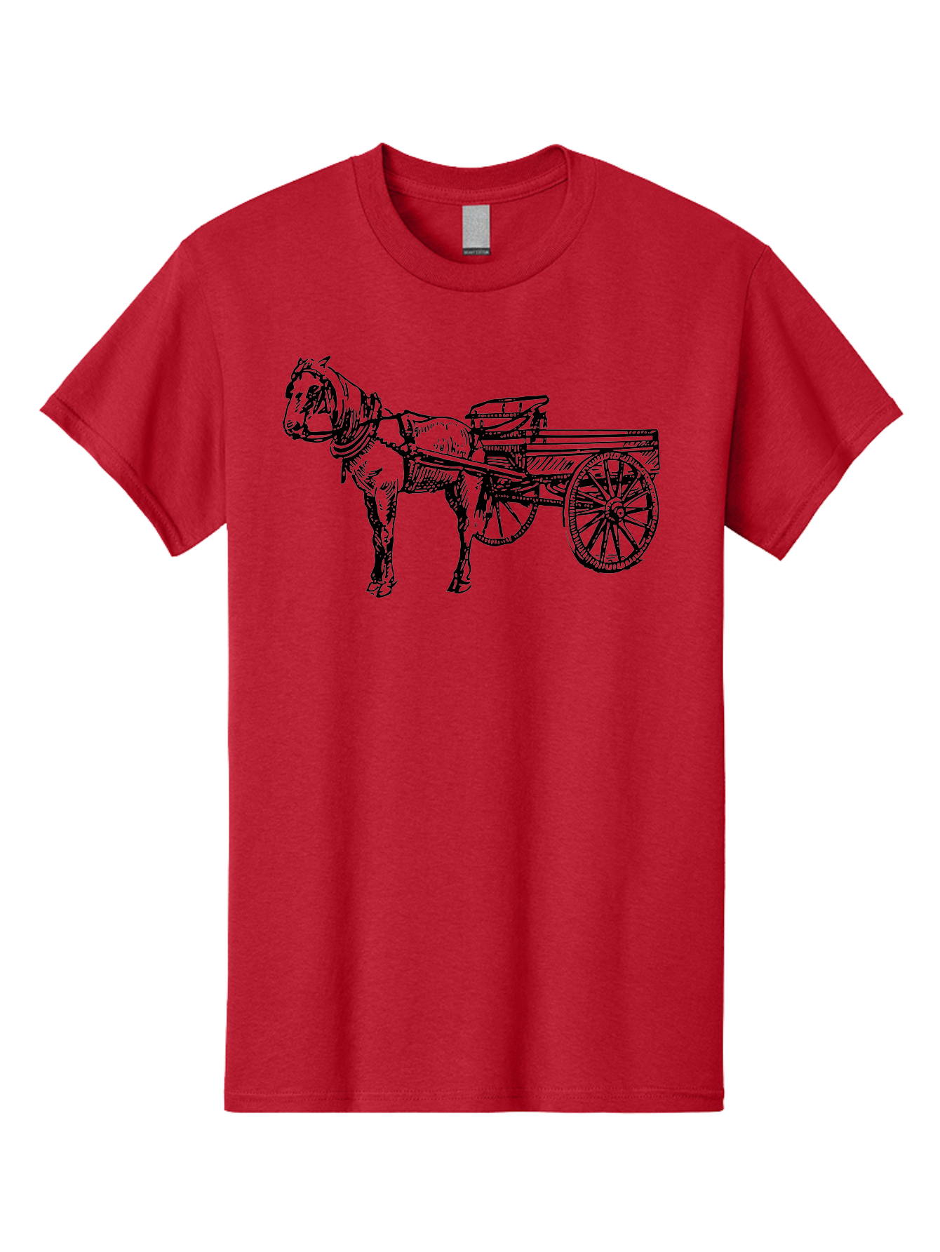 Horse-And-Cart Men'S Graphic Tee, 100% Cotton, Comfortable Casual Summer Wear, Machine Washable, Horse Drawn Cart, Vintage Transportation, Traditional Carriage, Horse Harness, Wooden Cart Wheels, Classic Illustration, Historical Vehicle, Aad793 21