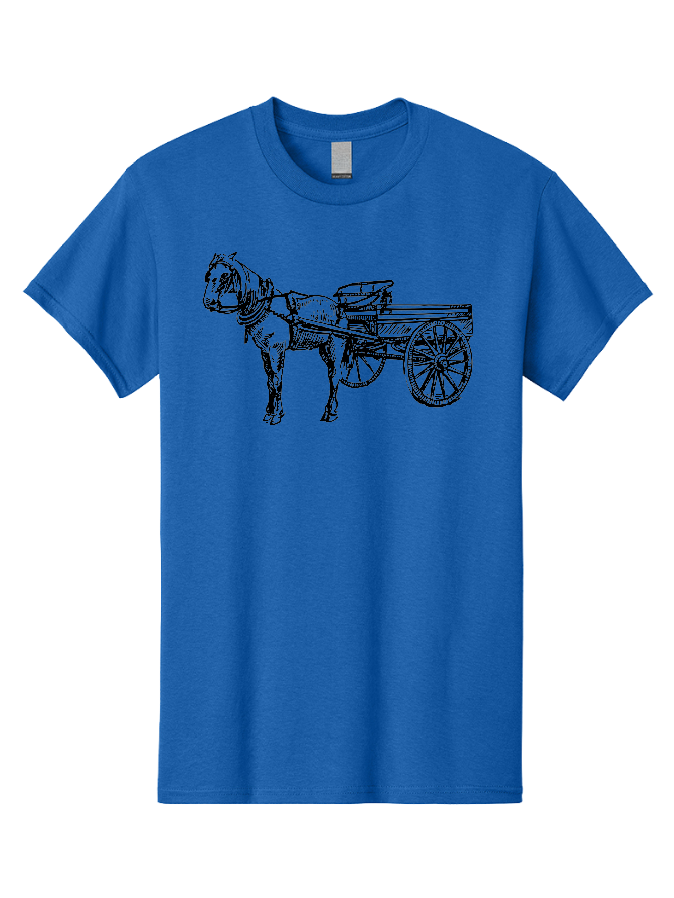 Horse-And-Cart Men'S Graphic Tee, 100% Cotton, Comfortable Casual Summer Wear, Machine Washable, Horse Drawn Cart, Vintage Transportation, Traditional Carriage, Horse Harness, Wooden Cart Wheels, Classic Illustration, Historical Vehicle, Aad793 3