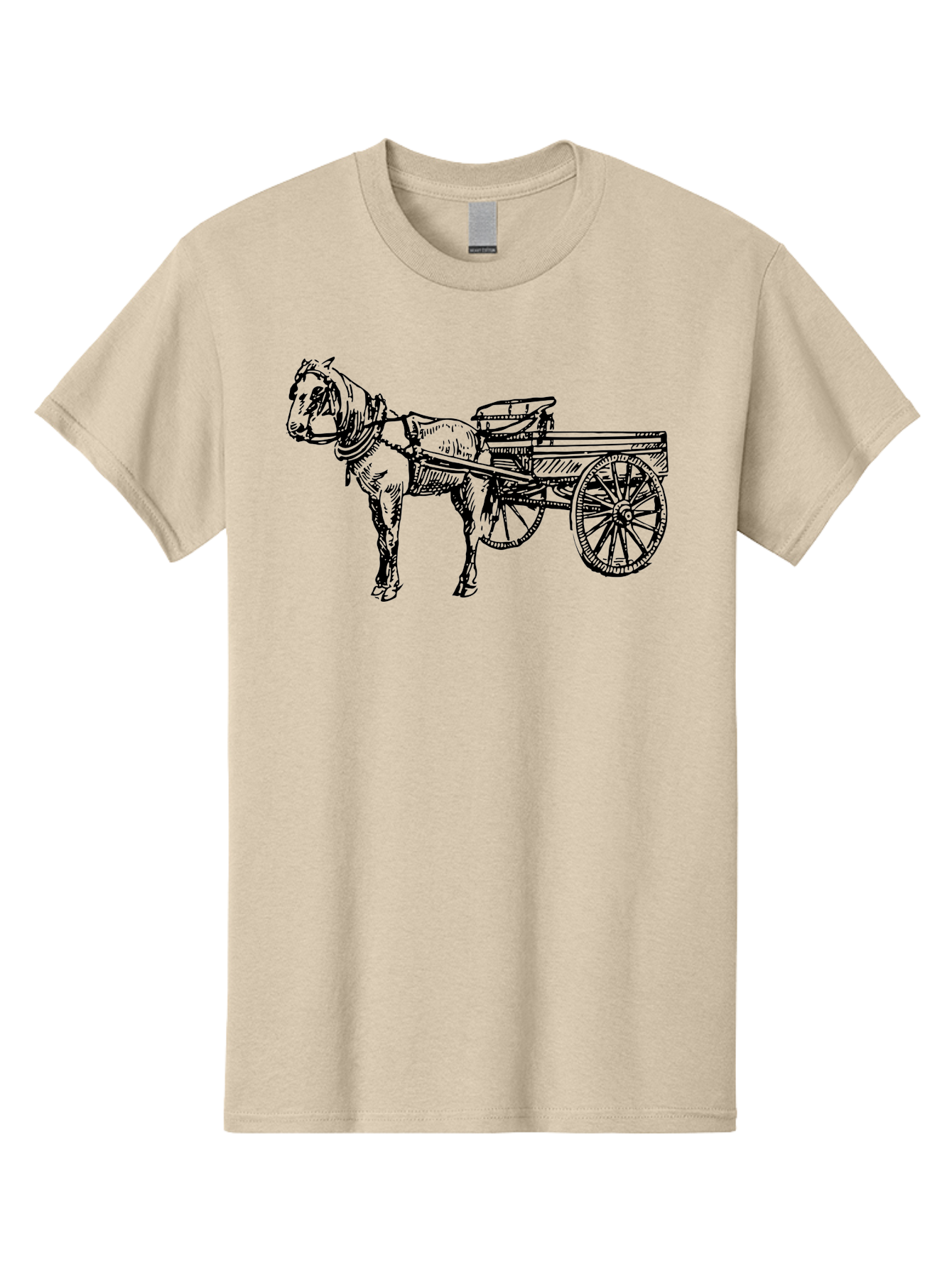 Horse-And-Cart Men'S Graphic Tee, 100% Cotton, Comfortable Casual Summer Wear, Machine Washable, Horse Drawn Cart, Vintage Transportation, Traditional Carriage, Horse Harness, Wooden Cart Wheels, Classic Illustration, Historical Vehicle, Aad793 5