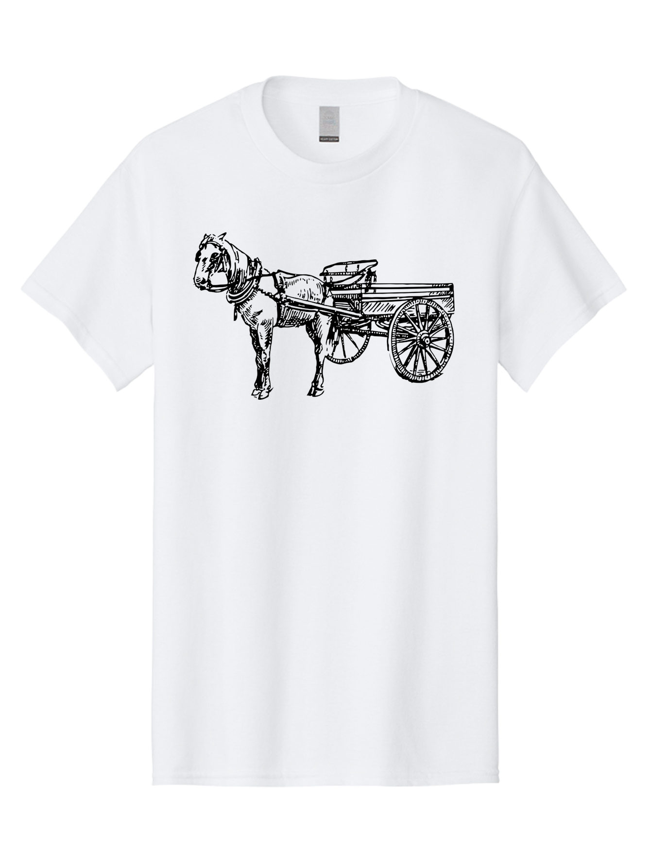 Horse-And-Cart Men'S Graphic Tee, 100% Cotton, Comfortable Casual Summer Wear, Machine Washable, Horse Drawn Cart, Vintage Transportation, Traditional Carriage, Horse Harness, Wooden Cart Wheels, Classic Illustration, Historical Vehicle, Aad793 17