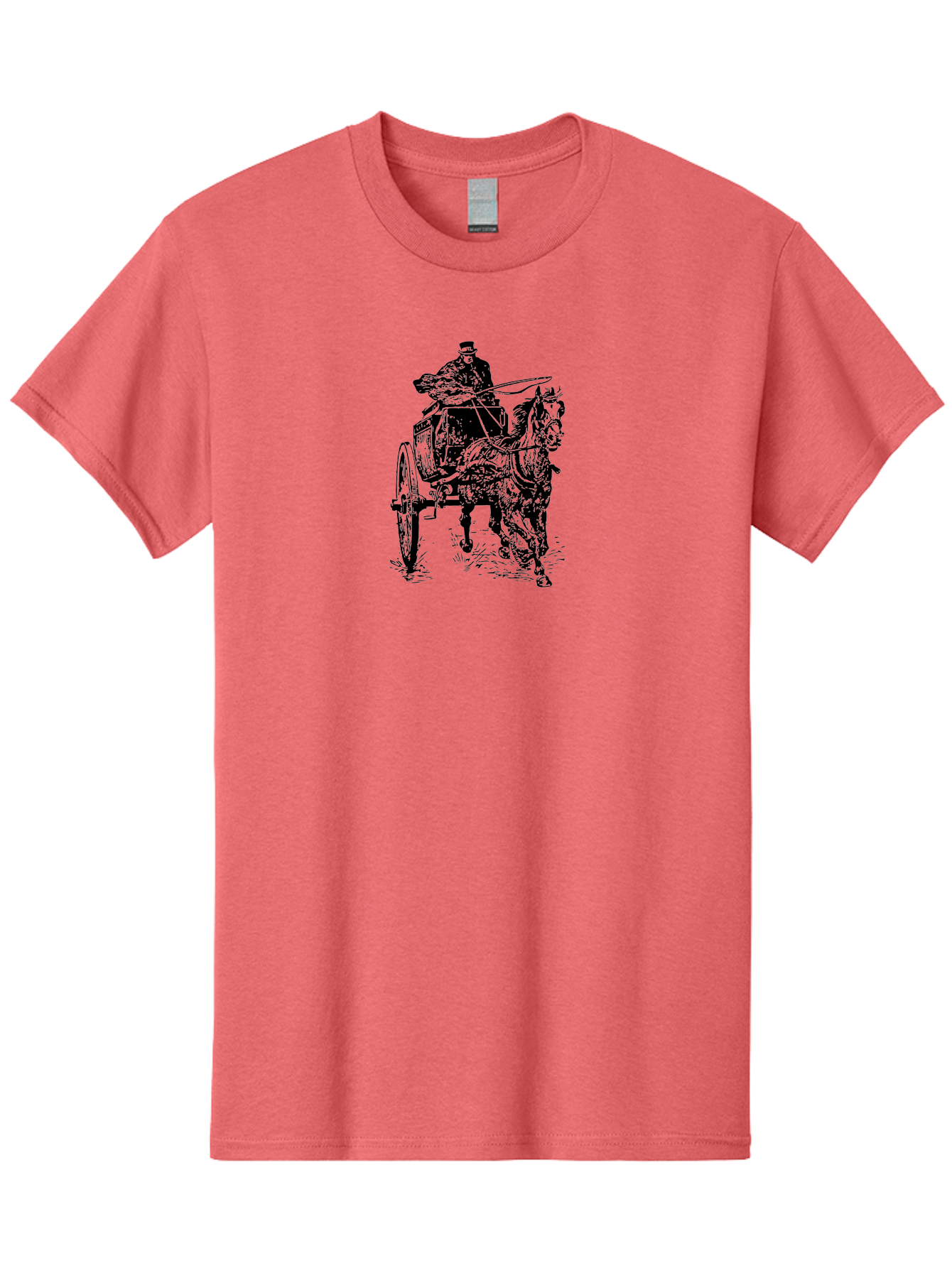 Horse-Drawn-Cart-1 Men'S Graphic Tee, 100% Cotton, Comfortable Casual Summer Wear, Machine Washable, Horse Drawn Carriage, Vintage Transportation, Horse Riding, Old-Fashioned Travel, Carriage Ride, Equestrian Art, Classic Illustration, Aad794 5