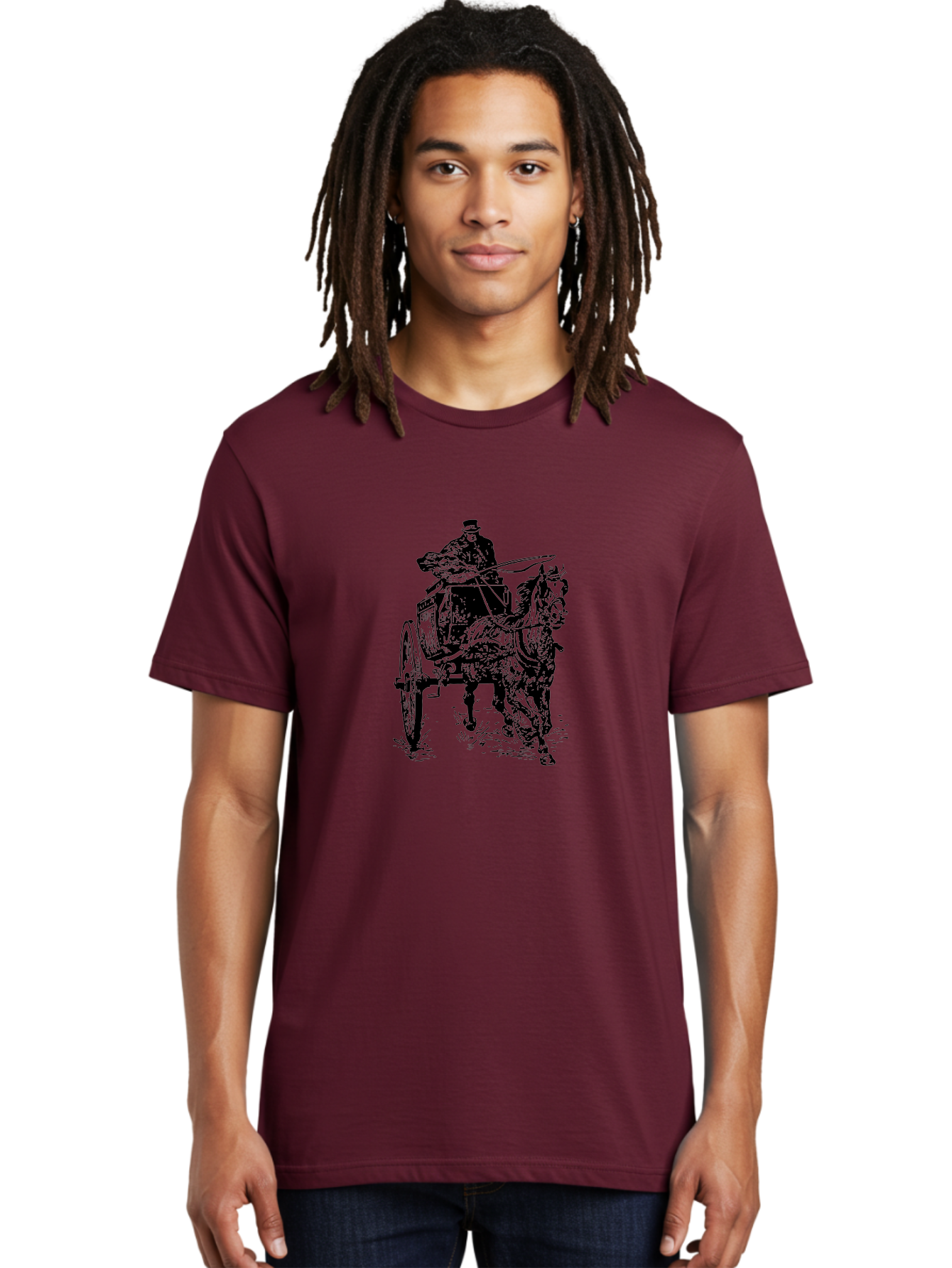 Horse-Drawn-Cart-1 Men'S Graphic Tee, 100% Cotton, Comfortable Casual Summer Wear, Machine Washable, Horse Drawn Carriage, Vintage Transportation, Horse Riding, Old-Fashioned Travel, Carriage Ride, Equestrian Art, Classic Illustration, Aad794 30