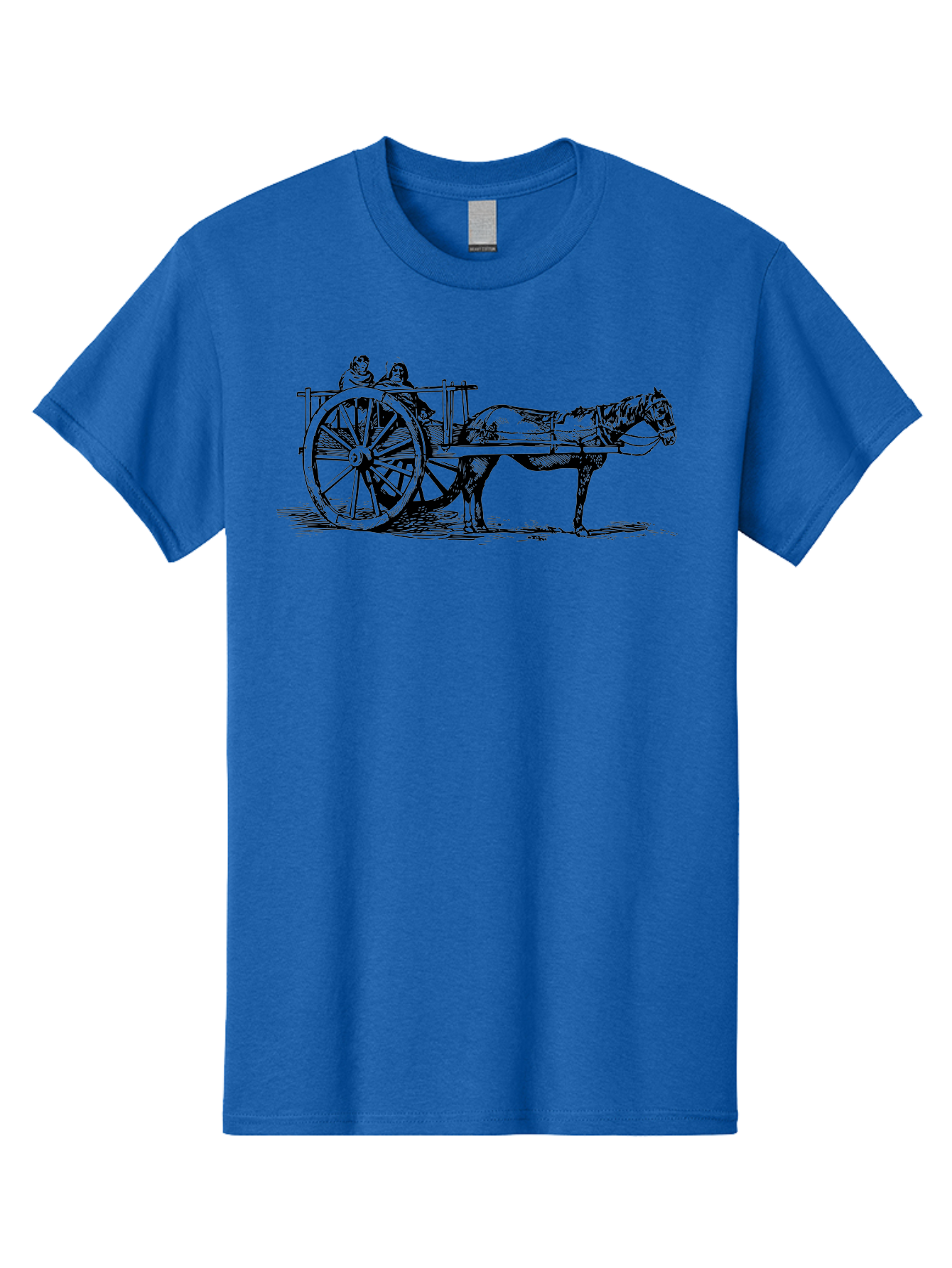Horse-Drawn-Cart Men'S Graphic Tee, 100% Cotton, Comfortable Casual Summer Wear, Machine Washable, Vintage Horse Cart, Horse Drawn Carriage, Traditional Transportation, Classic Cart Illustration, Horse And Carriage, People Riding Cart, Aad795 27