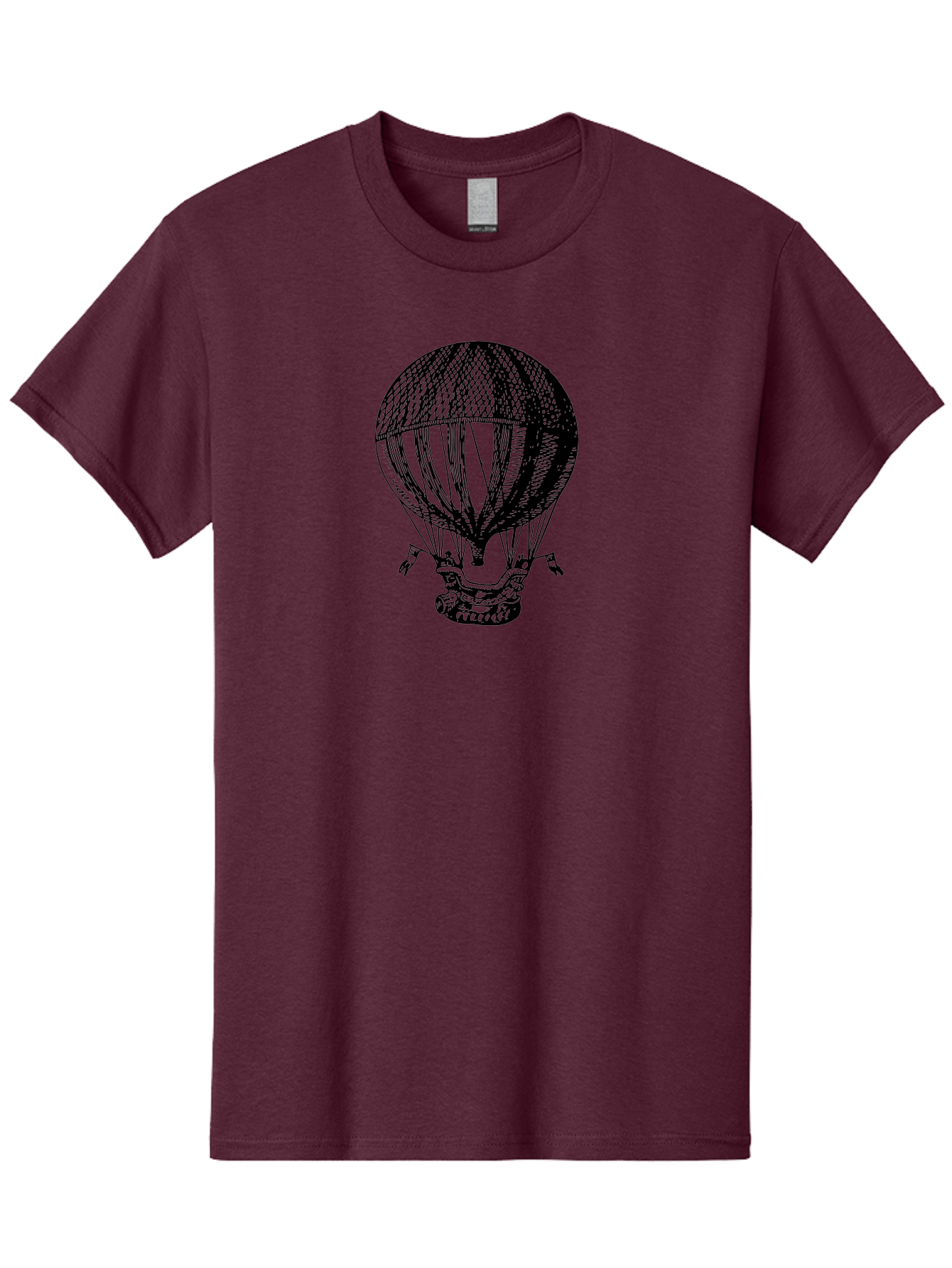 Hot-Air-Balloon-1 Men'S Graphic Tee, 100% Cotton, Comfortable Casual Summer Wear, Machine Washable, Vintage Hot Air Balloon, Retro Illustration, Adventurous Flight, Historic Aircraft, Flying High, Serene Landscape, Nostalgic Feel, Classic Art Aad796 27