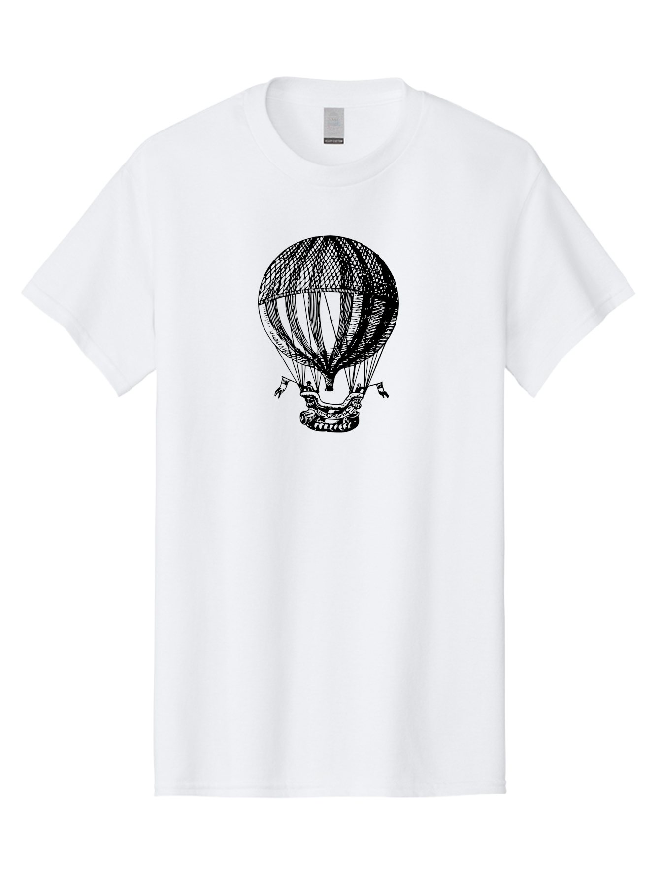 Hot-Air-Balloon-1 Men'S Graphic Tee, 100% Cotton, Comfortable Casual Summer Wear, Machine Washable, Vintage Hot Air Balloon, Retro Illustration, Adventurous Flight, Historic Aircraft, Flying High, Serene Landscape, Nostalgic Feel, Classic Art Aad796 19