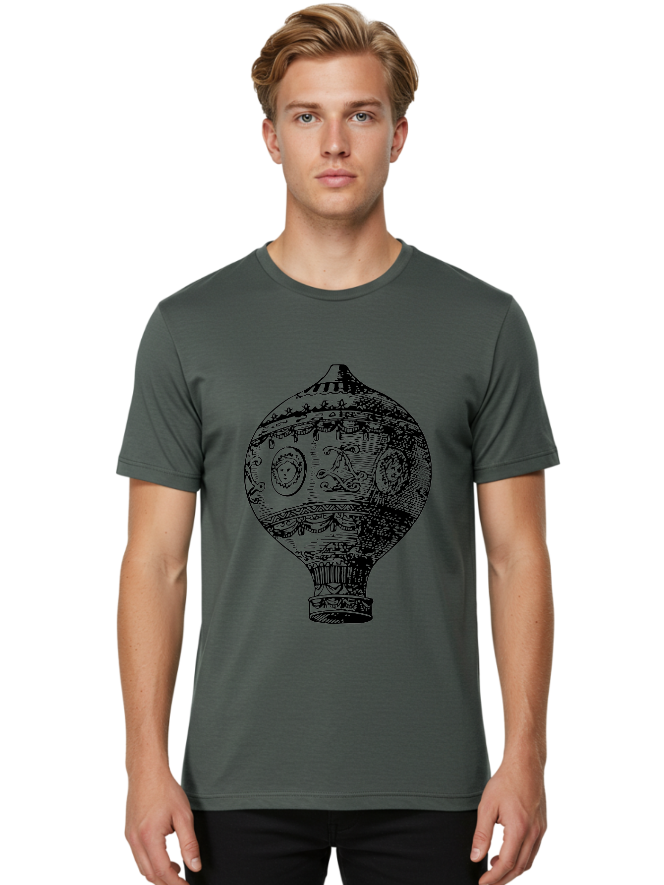 Ornate-Vase Men'S Graphic Tee, 100% Cotton, Comfortable Casual Summer Wear, Machine Washable, Perfume Bottle, Vintage Bottle, Ornate Design, Black Illustration, Decorative Art, Antique Style, Luxury Fragrance, Intricate Details, Aad799 28