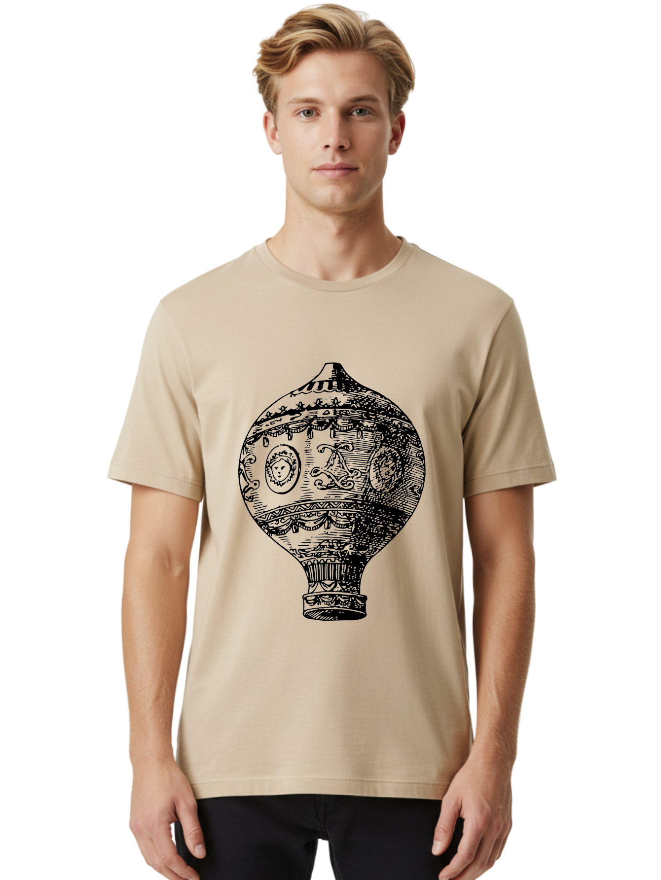 Ornate-Vase Men'S Graphic Tee, 100% Cotton, Comfortable Casual Summer Wear, Machine Washable, Perfume Bottle, Vintage Bottle, Ornate Design, Black Illustration, Decorative Art, Antique Style, Luxury Fragrance, Intricate Details, Aad799 20