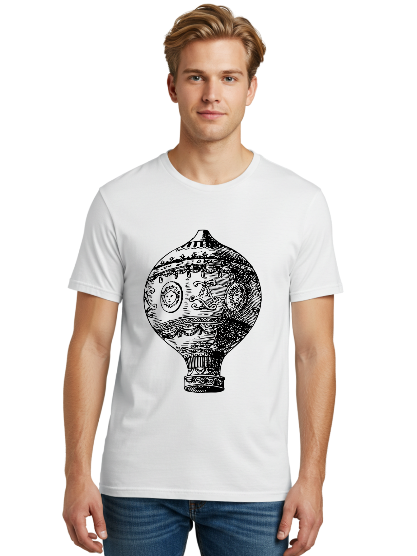 Ornate-Vase Men'S Graphic Tee, 100% Cotton, Comfortable Casual Summer Wear, Machine Washable, Perfume Bottle, Vintage Bottle, Ornate Design, Black Illustration, Decorative Art, Antique Style, Luxury Fragrance, Intricate Details, Aad799 12
