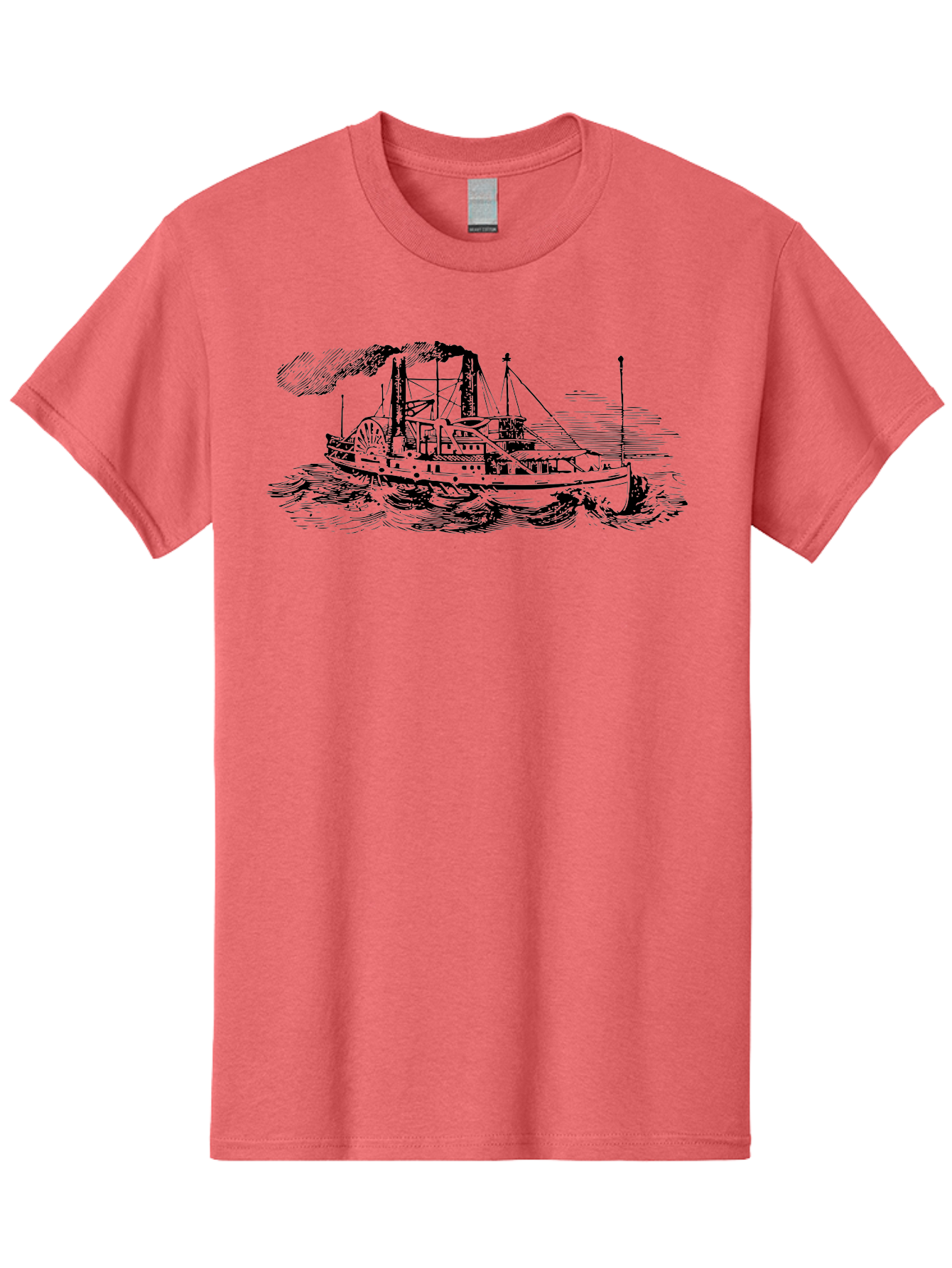 Paddle-Steamer Men'S Graphic Tee, 100% Cotton, Comfortable Casual Summer Wear, Machine Washable, Steamboat On The Water, Paddle Wheel, Vintage Illustration, Historic Vessel, Maritime History, Classic Design, Retro Style, Aad800 11