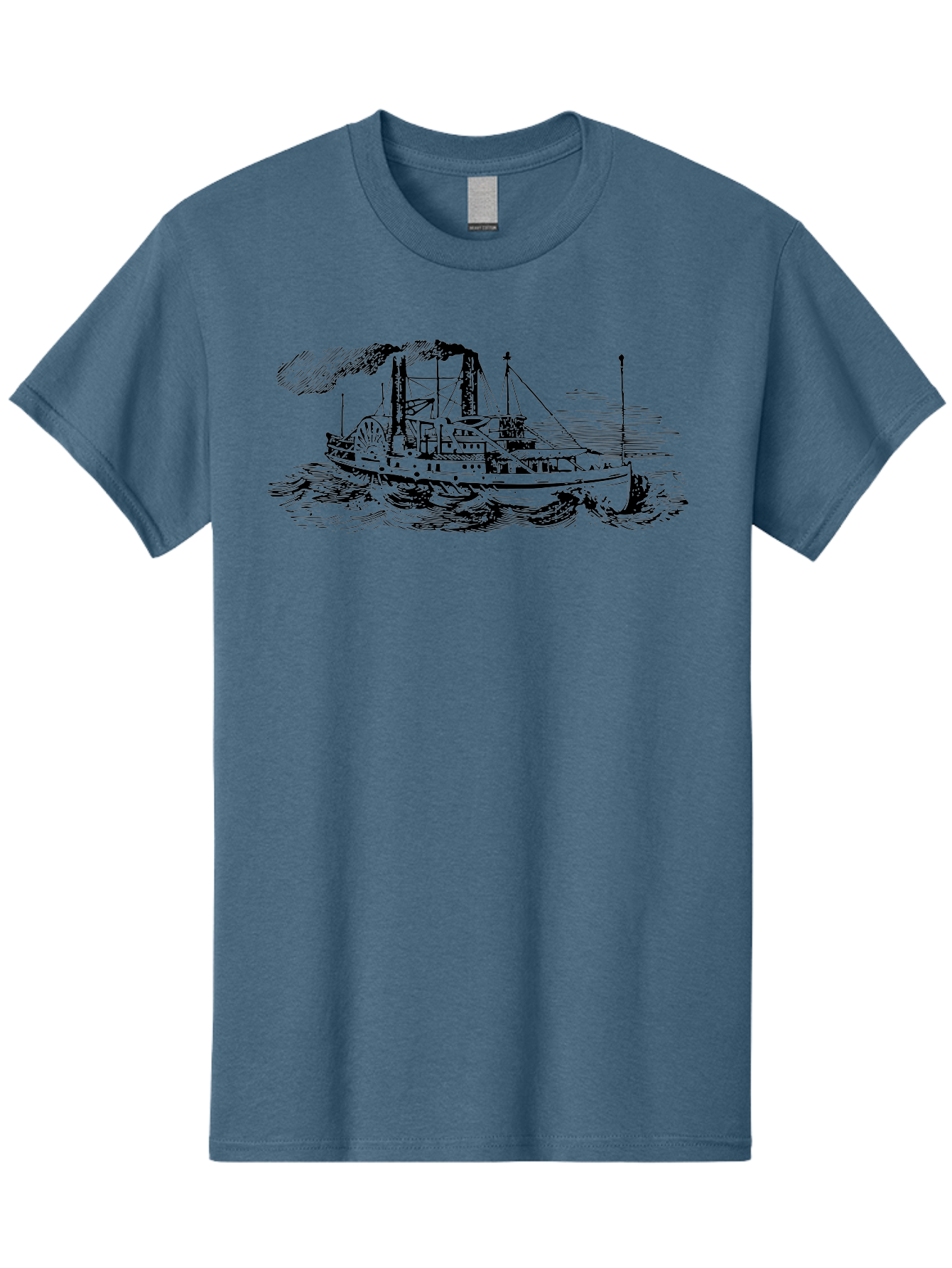 Paddle-Steamer Men'S Graphic Tee, 100% Cotton, Comfortable Casual Summer Wear, Machine Washable, Steamboat On The Water, Paddle Wheel, Vintage Illustration, Historic Vessel, Maritime History, Classic Design, Retro Style, Aad800 15