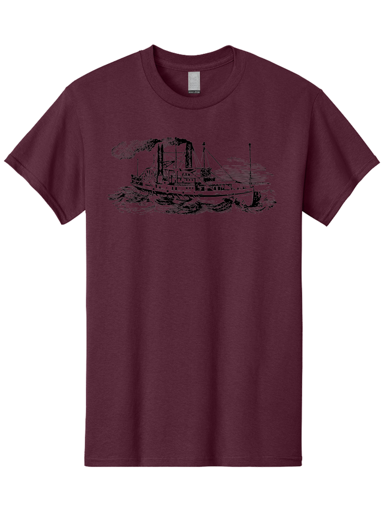 Paddle-Steamer Men'S Graphic Tee, 100% Cotton, Comfortable Casual Summer Wear, Machine Washable, Steamboat On The Water, Paddle Wheel, Vintage Illustration, Historic Vessel, Maritime History, Classic Design, Retro Style, Aad800 29