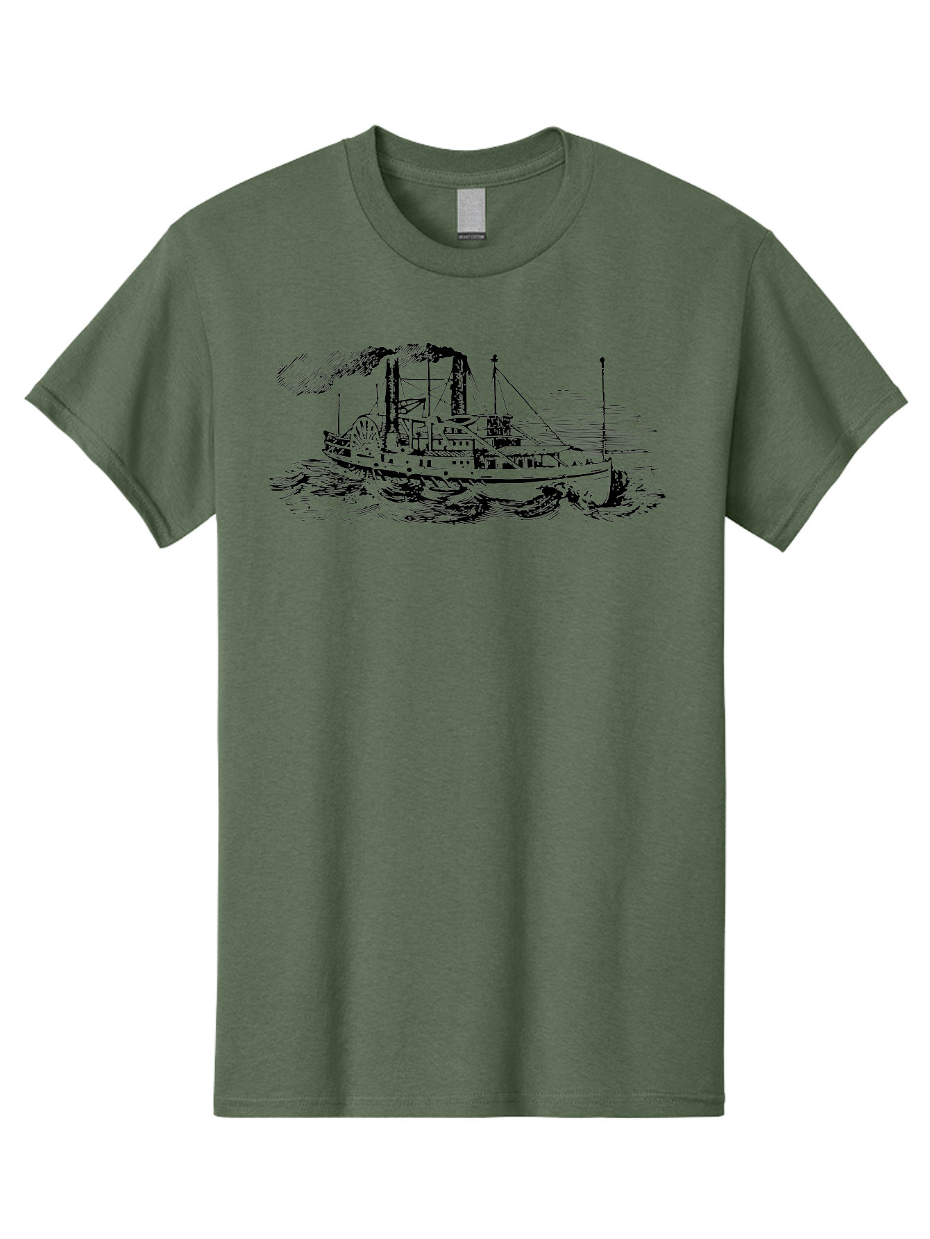Paddle-Steamer Men'S Graphic Tee, 100% Cotton, Comfortable Casual Summer Wear, Machine Washable, Steamboat On The Water, Paddle Wheel, Vintage Illustration, Historic Vessel, Maritime History, Classic Design, Retro Style, Aad800 25