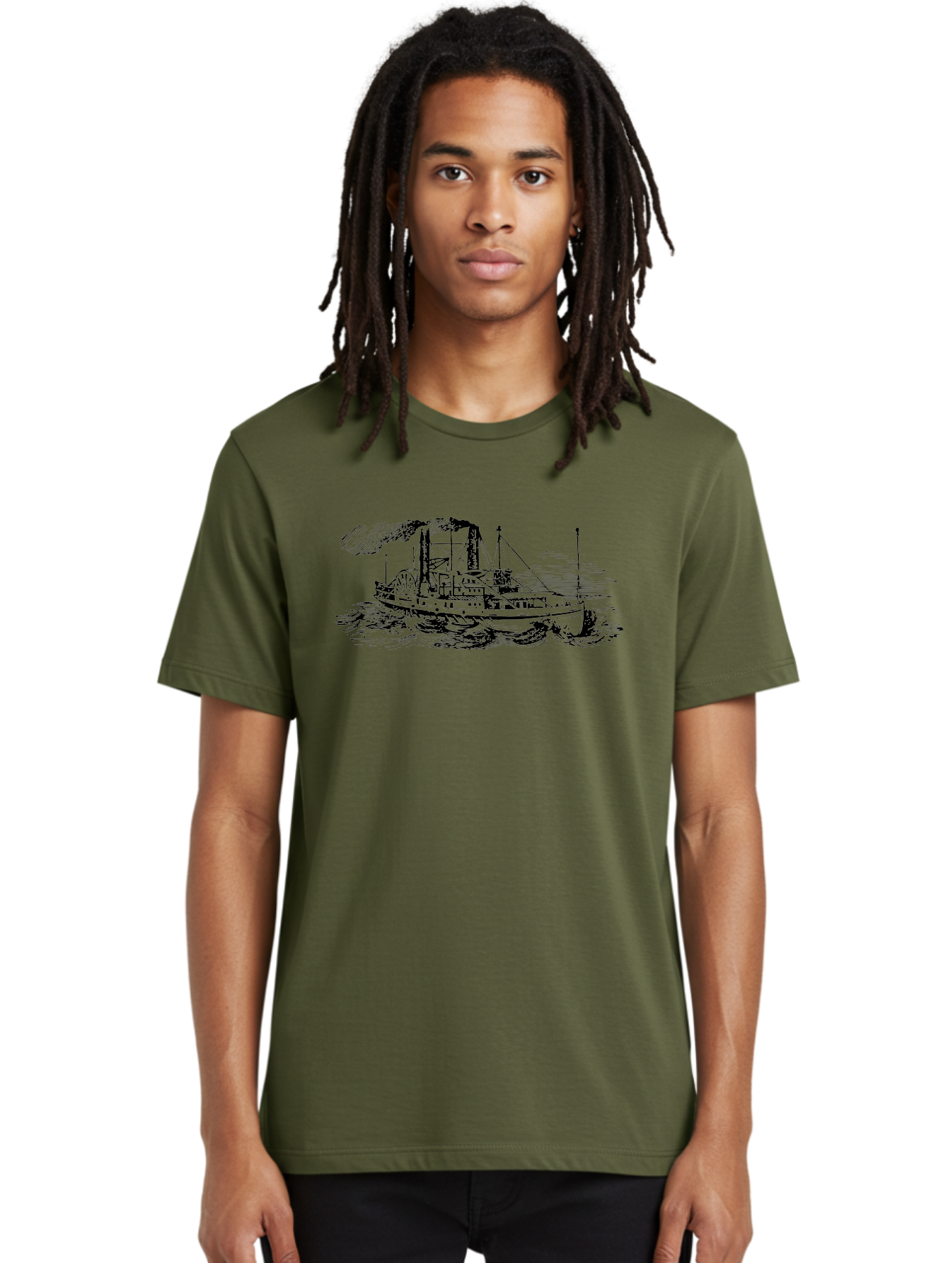 Paddle-Steamer Men'S Graphic Tee, 100% Cotton, Comfortable Casual Summer Wear, Machine Washable, Steamboat On The Water, Paddle Wheel, Vintage Illustration, Historic Vessel, Maritime History, Classic Design, Retro Style, Aad800 26