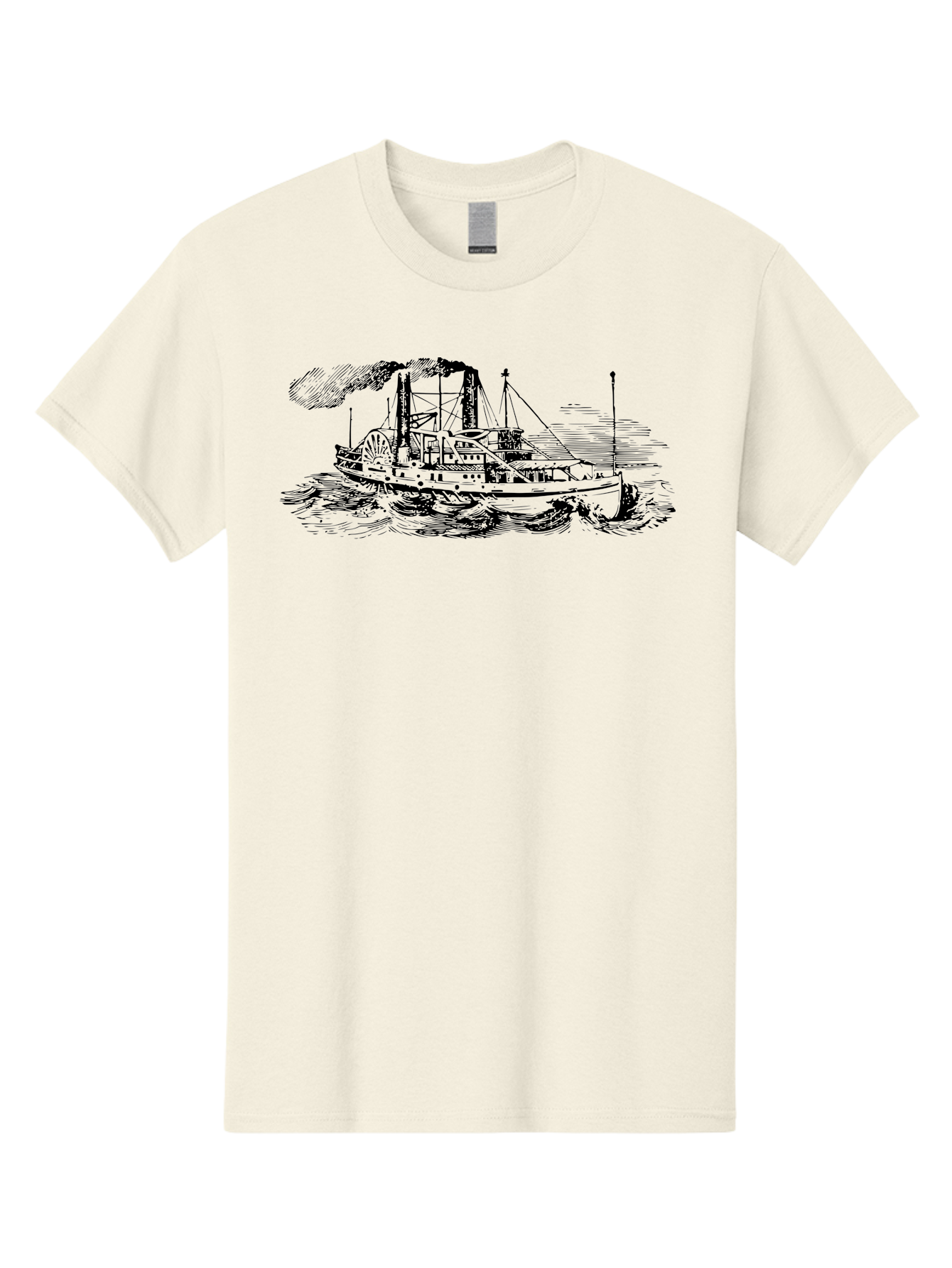 Paddle-Steamer Men'S Graphic Tee, 100% Cotton, Comfortable Casual Summer Wear, Machine Washable, Steamboat On The Water, Paddle Wheel, Vintage Illustration, Historic Vessel, Maritime History, Classic Design, Retro Style, Aad800 13