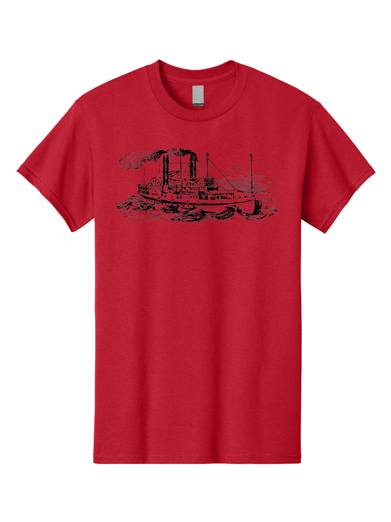 Paddle-Steamer Men'S Graphic Tee, 100% Cotton, Comfortable Casual Summer Wear, Machine Washable, Steamboat On The Water, Paddle Wheel, Vintage Illustration, Historic Vessel, Maritime History, Classic Design, Retro Style, Aad800 21