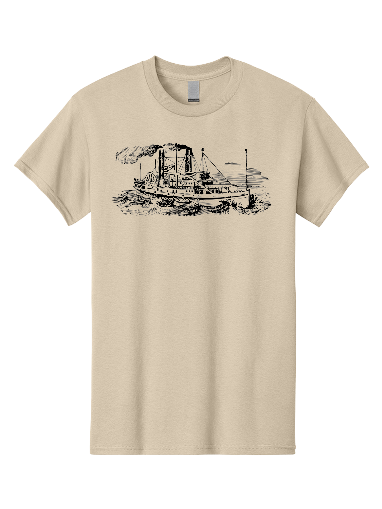 Paddle-Steamer Men'S Graphic Tee, 100% Cotton, Comfortable Casual Summer Wear, Machine Washable, Steamboat On The Water, Paddle Wheel, Vintage Illustration, Historic Vessel, Maritime History, Classic Design, Retro Style, Aad800 19