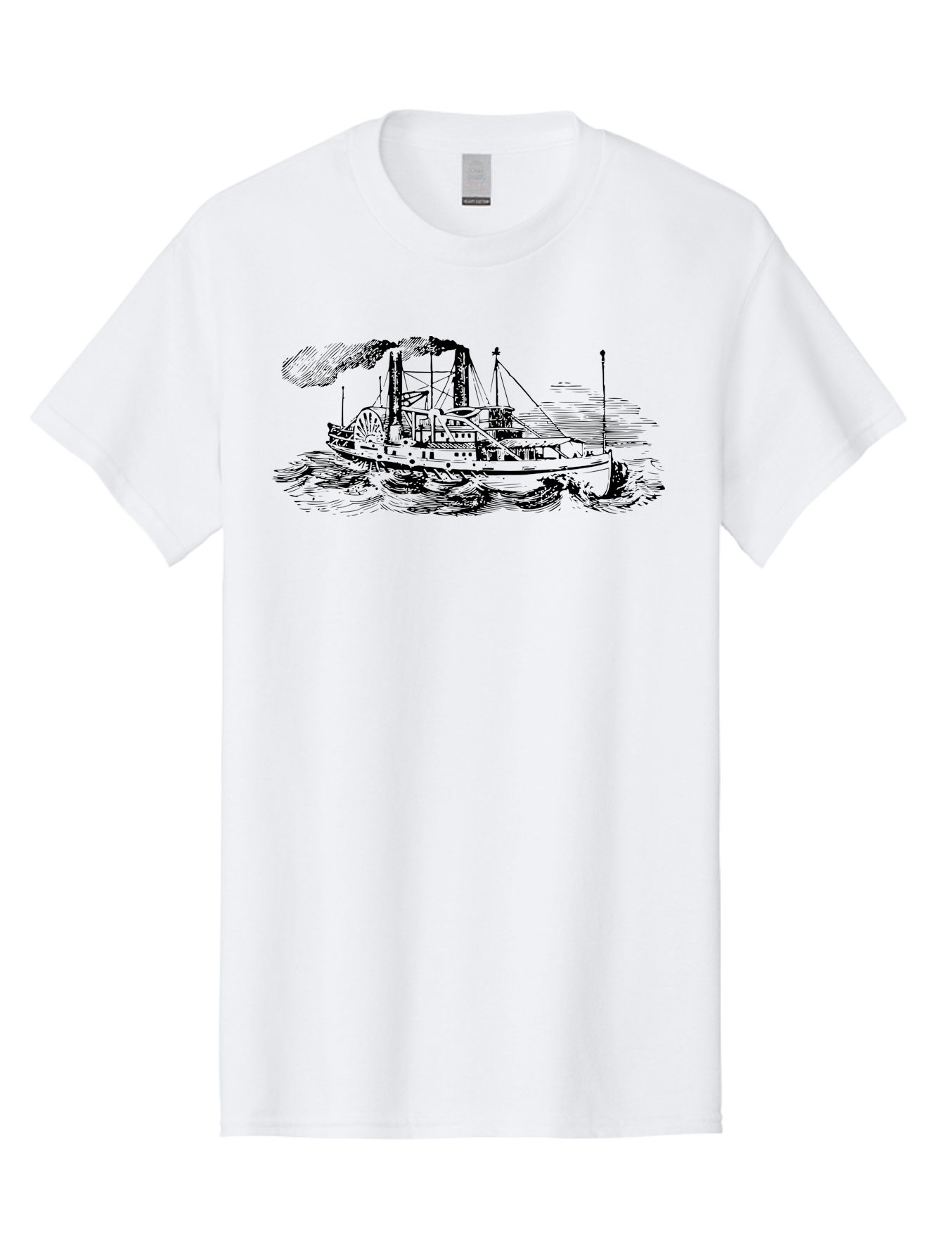 Paddle-Steamer Men'S Graphic Tee, 100% Cotton, Comfortable Casual Summer Wear, Machine Washable, Steamboat On The Water, Paddle Wheel, Vintage Illustration, Historic Vessel, Maritime History, Classic Design, Retro Style, Aad800 23