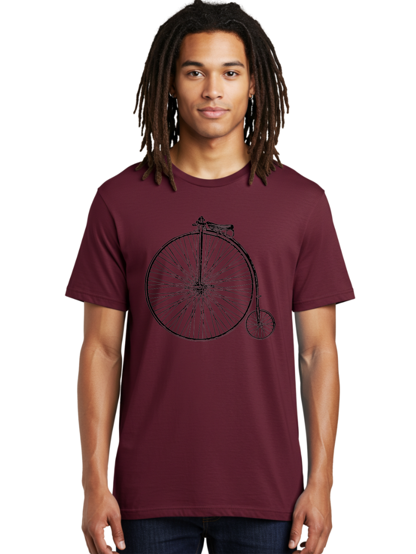 Penny-Farthing-Bicycle Men'S Graphic Tee, 100% Cotton, Comfortable Casual Summer Wear, Machine Washable, Vintage Bicycle, Penny Farthing Design, Classic Cycle, Historic Bike, Large Front Wheel, Small Rear Wheel, Antique Transport, Aad801 4