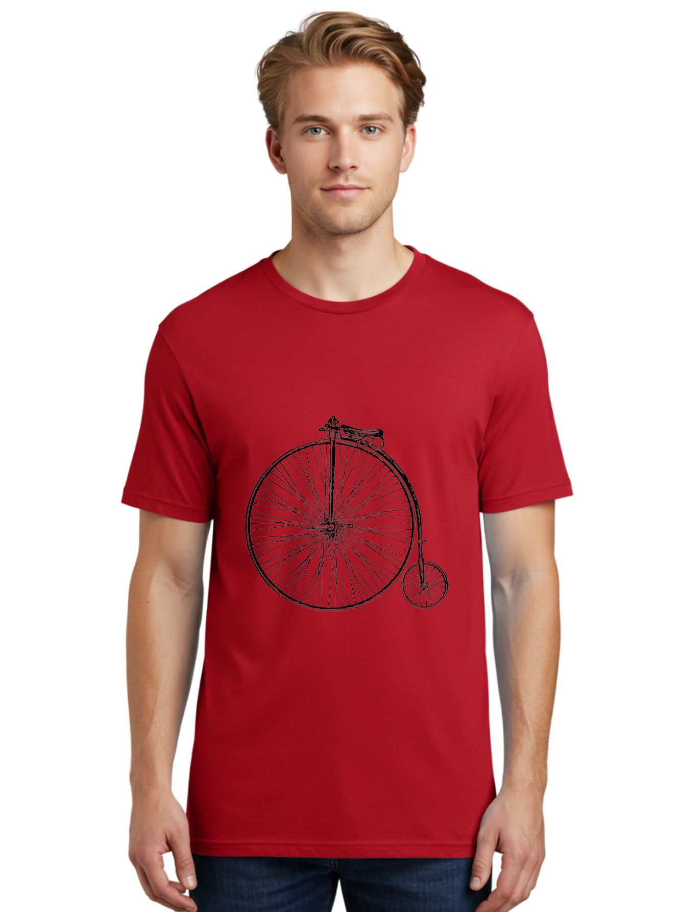 Penny-Farthing-Bicycle Men'S Graphic Tee, 100% Cotton, Comfortable Casual Summer Wear, Machine Washable, Vintage Bicycle, Penny Farthing Design, Classic Cycle, Historic Bike, Large Front Wheel, Small Rear Wheel, Antique Transport, Aad801 20