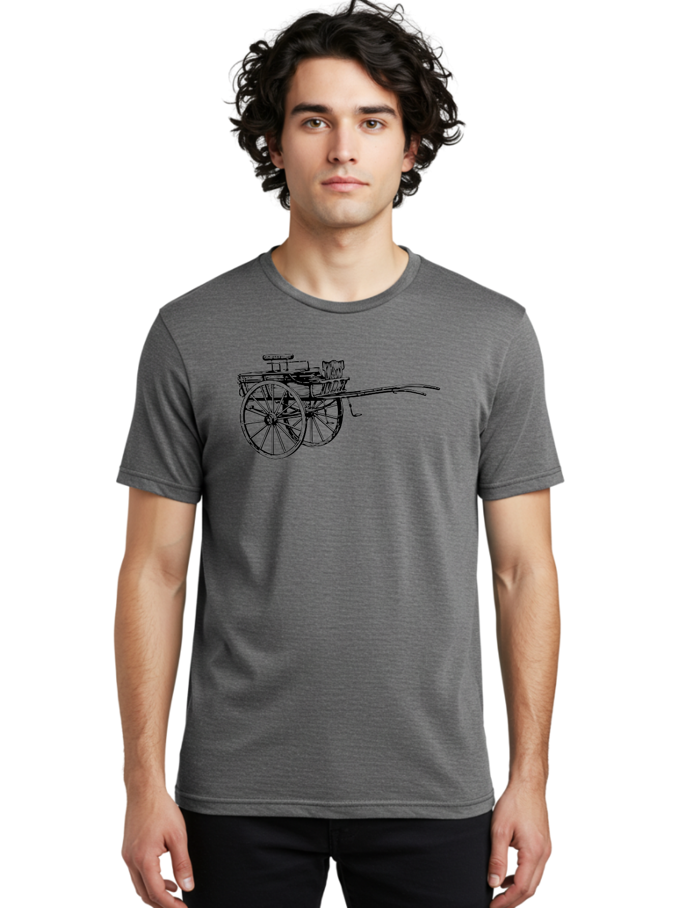 Rickshaw-Illustration Men'S Graphic Tee, 100% Cotton, Comfortable Casual Summer Wear, Machine Washable, Vintage Rickshaw, Traditional Transportation, Old-Fashioned Vehicle, Wooden Cart, Hand-Drawn Carriage, Classic Design, Retro Style, Aad802 14