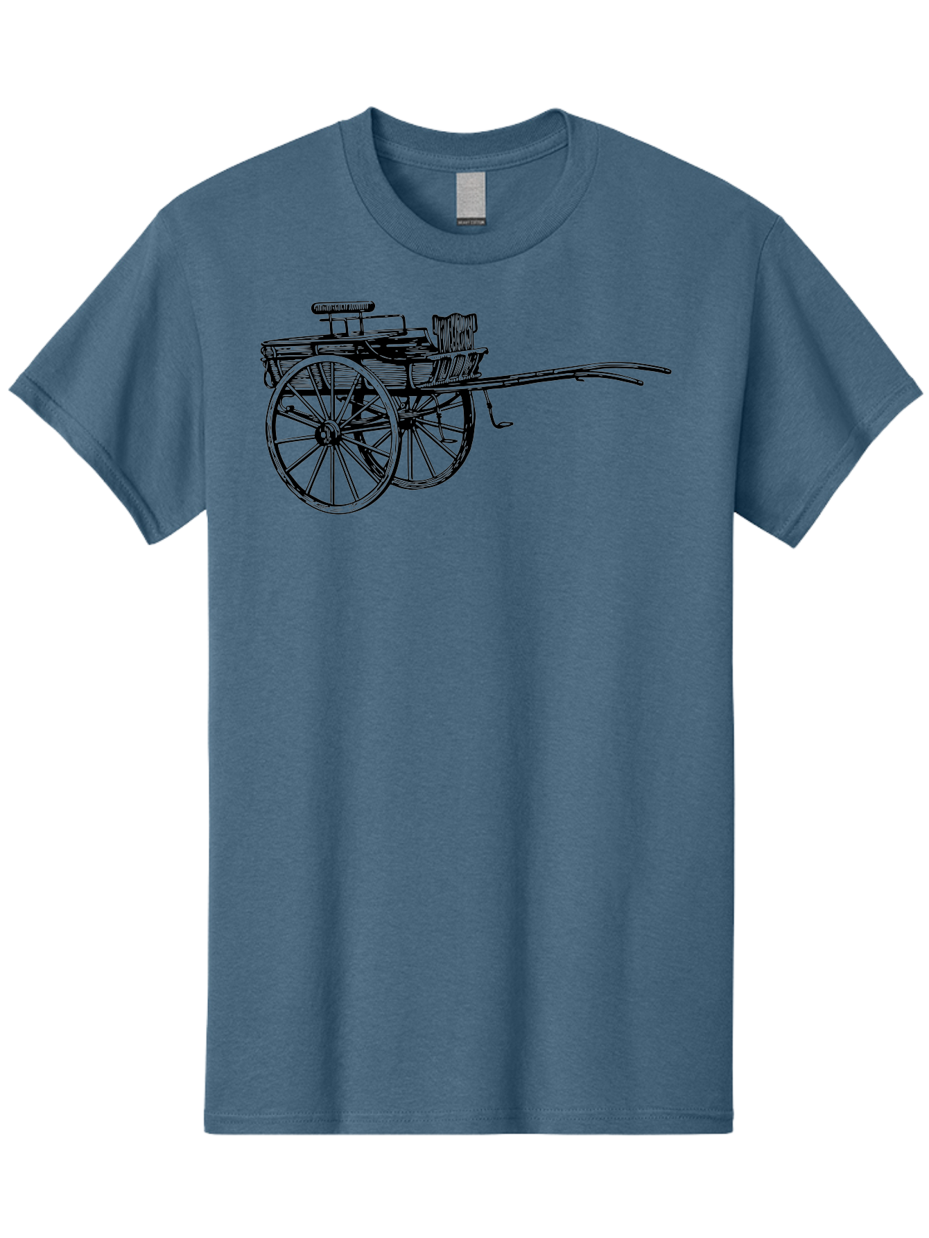 Rickshaw-Illustration Men'S Graphic Tee, 100% Cotton, Comfortable Casual Summer Wear, Machine Washable, Vintage Rickshaw, Traditional Transportation, Old-Fashioned Vehicle, Wooden Cart, Hand-Drawn Carriage, Classic Design, Retro Style, Aad802 5
