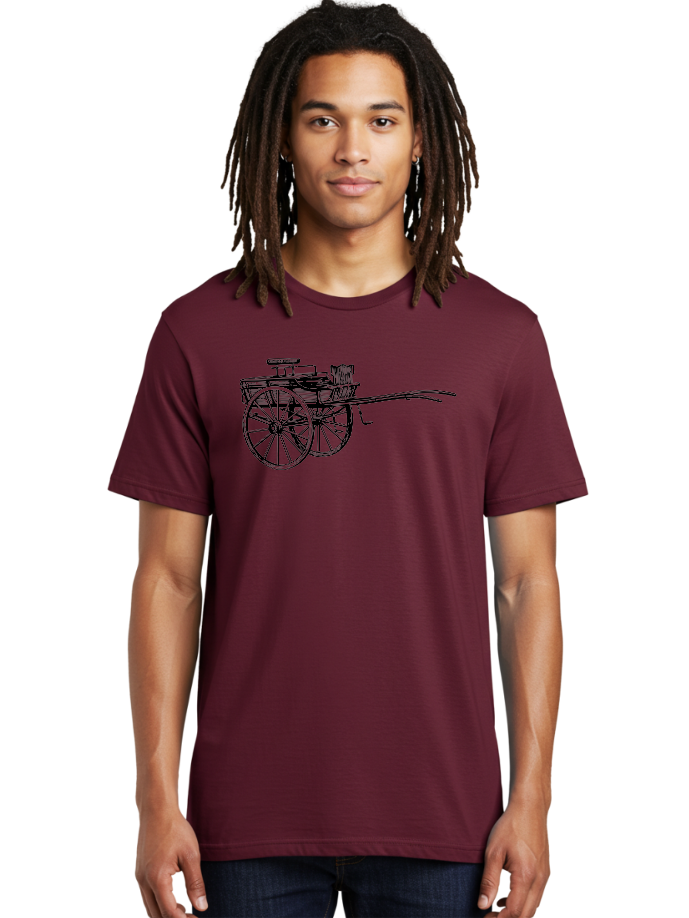 Rickshaw-Illustration Men'S Graphic Tee, 100% Cotton, Comfortable Casual Summer Wear, Machine Washable, Vintage Rickshaw, Traditional Transportation, Old-Fashioned Vehicle, Wooden Cart, Hand-Drawn Carriage, Classic Design, Retro Style, Aad802 30