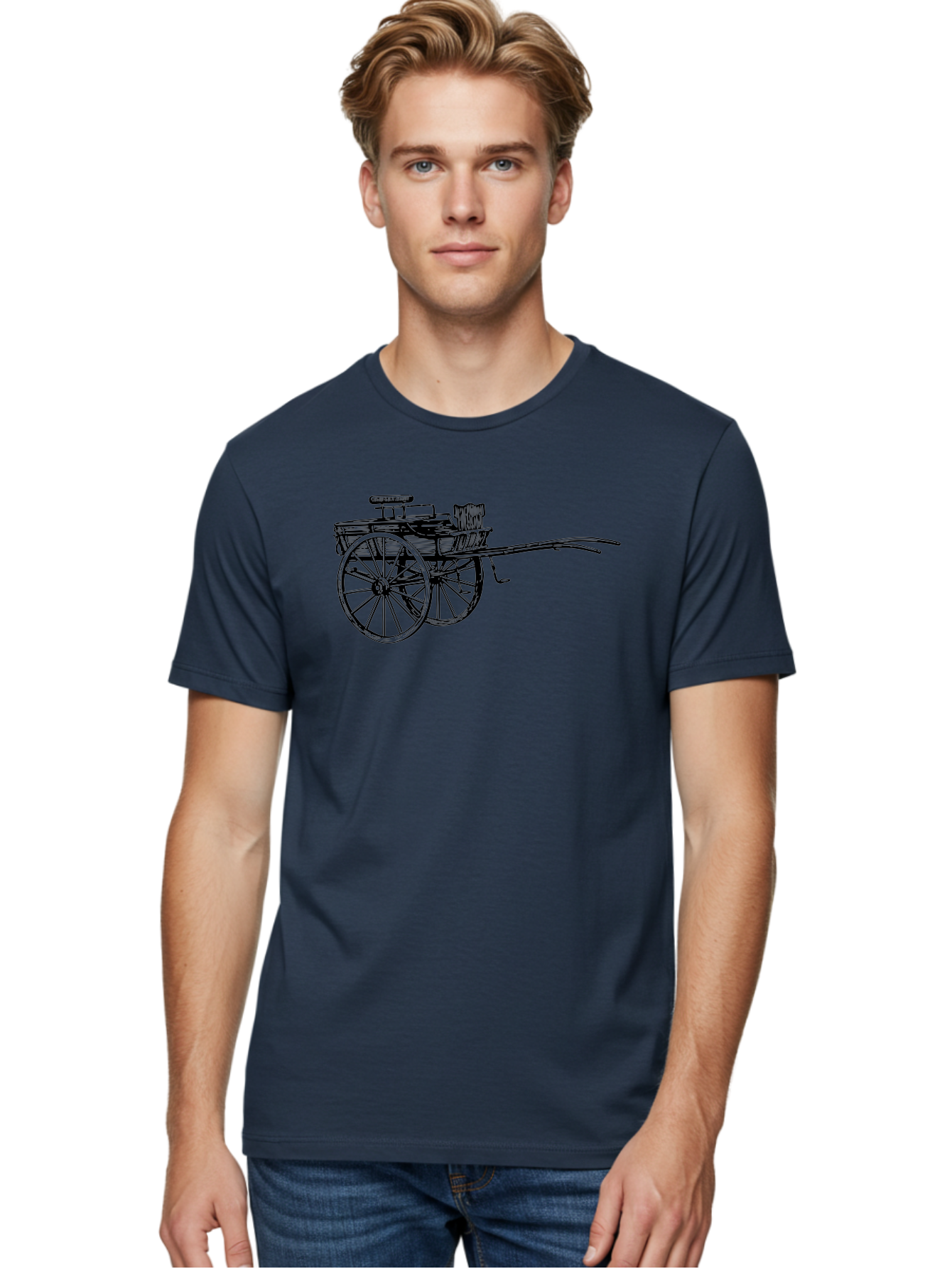 Rickshaw-Illustration Men'S Graphic Tee, 100% Cotton, Comfortable Casual Summer Wear, Machine Washable, Vintage Rickshaw, Traditional Transportation, Old-Fashioned Vehicle, Wooden Cart, Hand-Drawn Carriage, Classic Design, Retro Style, Aad802 22