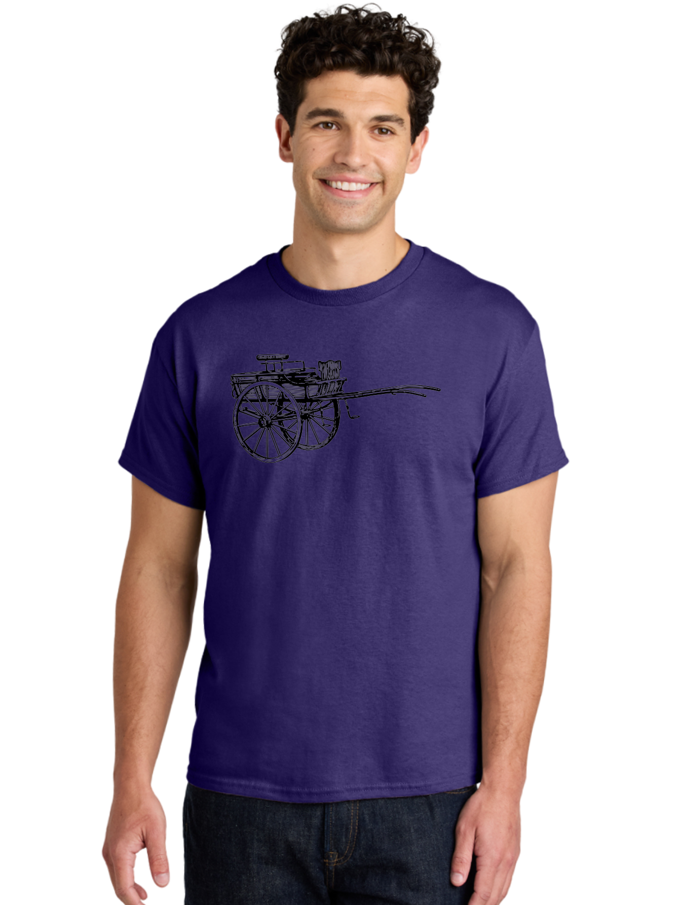 Rickshaw-Illustration Men'S Graphic Tee, 100% Cotton, Comfortable Casual Summer Wear, Machine Washable, Vintage Rickshaw, Traditional Transportation, Old-Fashioned Vehicle, Wooden Cart, Hand-Drawn Carriage, Classic Design, Retro Style, Aad802 26