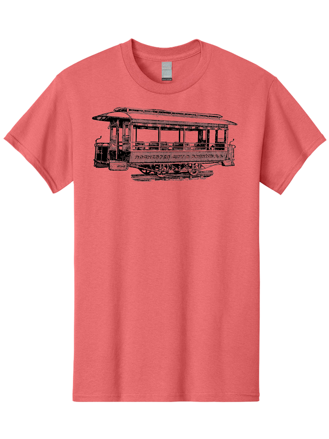 Rochester-City-Brighton-Railroad Men'S Graphic Tee, 100% Cotton, Comfortable Casual Summer Wear, Machine Washable, Vintage Trolley, Railway Transportation, Rochester City & Brighton Railroad, Historic Streetcar, Classic Transportation, Aad803 13
