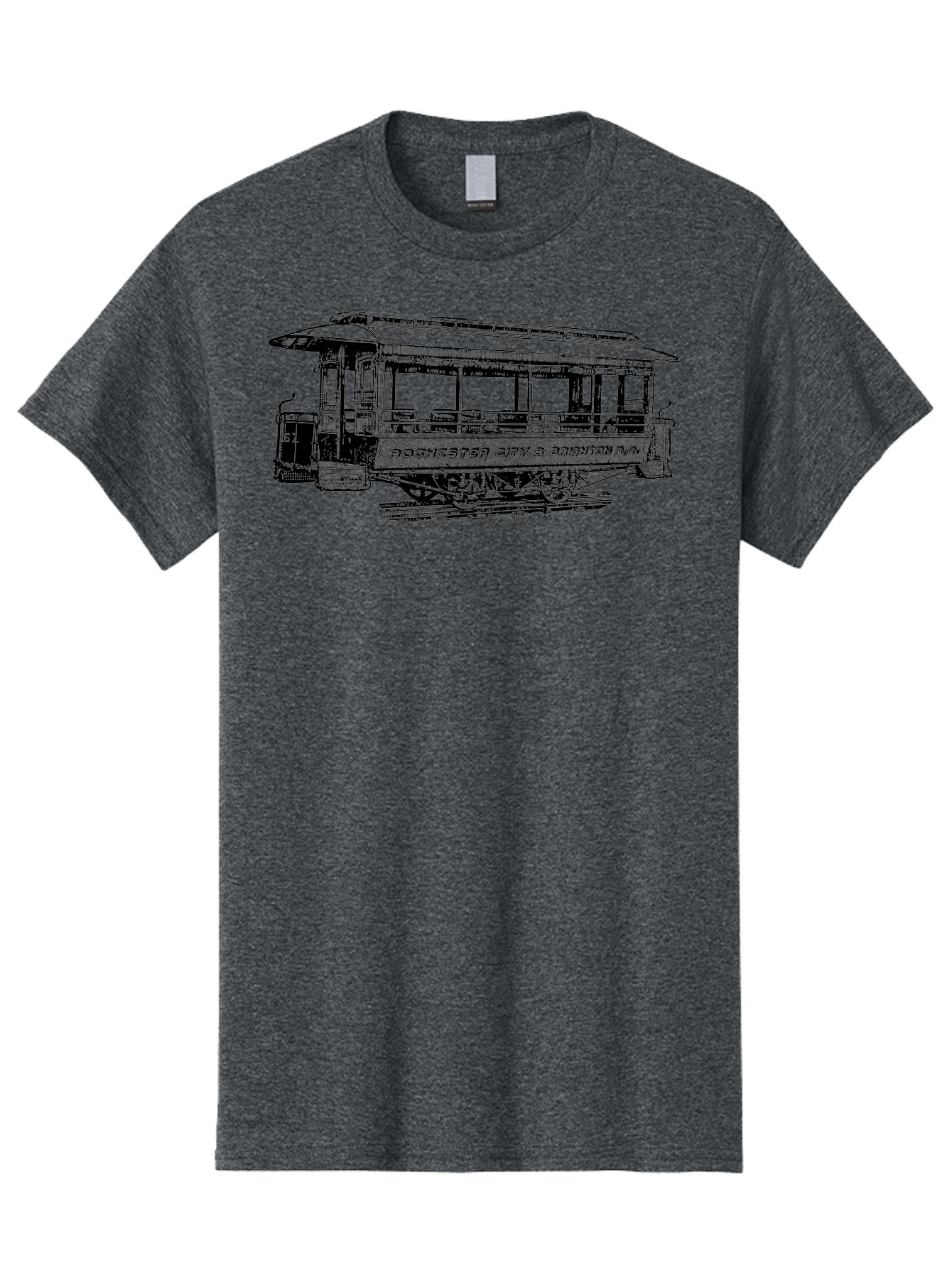 Rochester-City-Brighton-Railroad Men'S Graphic Tee, 100% Cotton, Comfortable Casual Summer Wear, Machine Washable, Vintage Trolley, Railway Transportation, Rochester City & Brighton Railroad, Historic Streetcar, Classic Transportation, Aad803 5