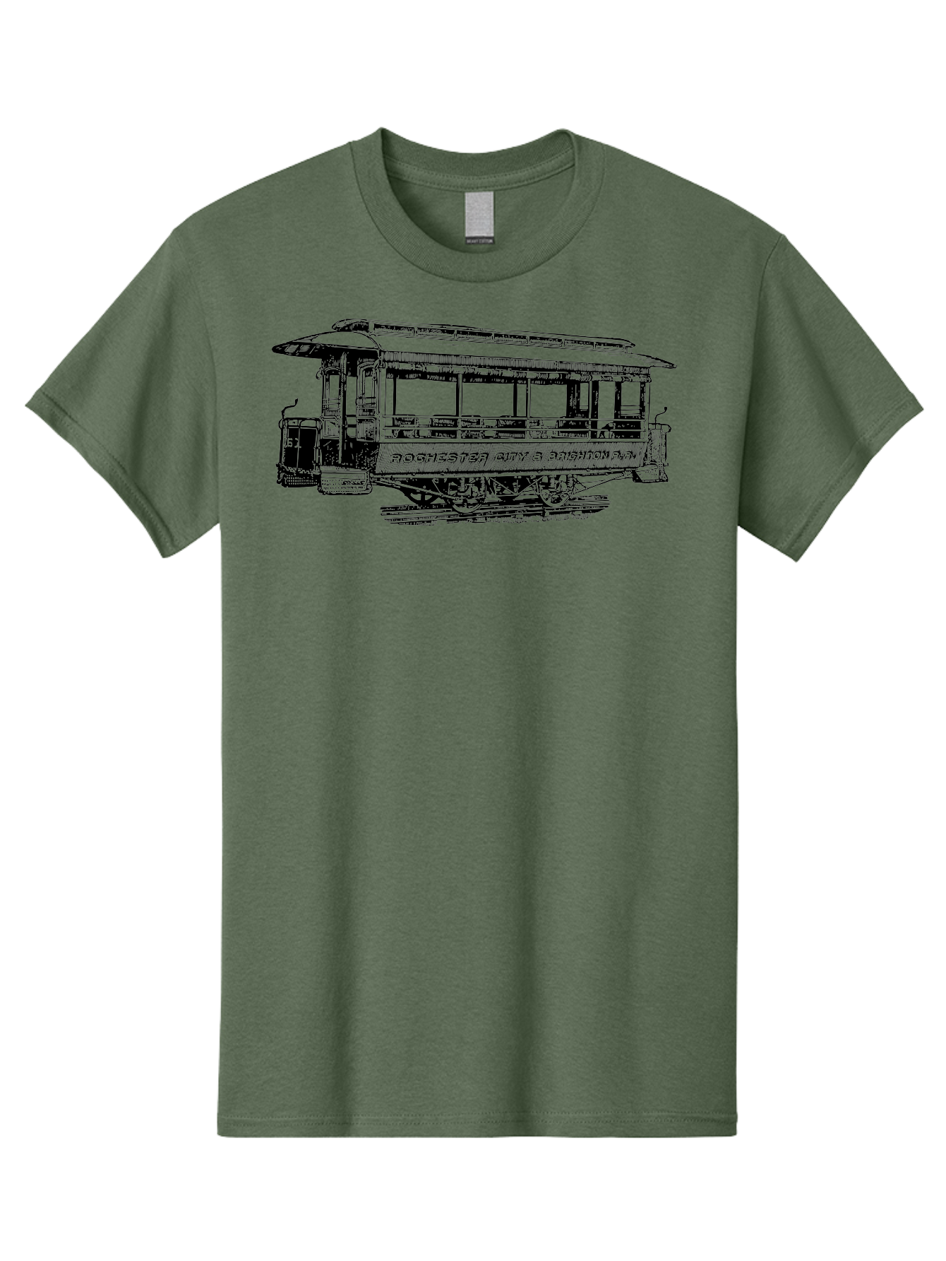 Rochester-City-Brighton-Railroad Men'S Graphic Tee, 100% Cotton, Comfortable Casual Summer Wear, Machine Washable, Vintage Trolley, Railway Transportation, Rochester City & Brighton Railroad, Historic Streetcar, Classic Transportation, Aad803 17