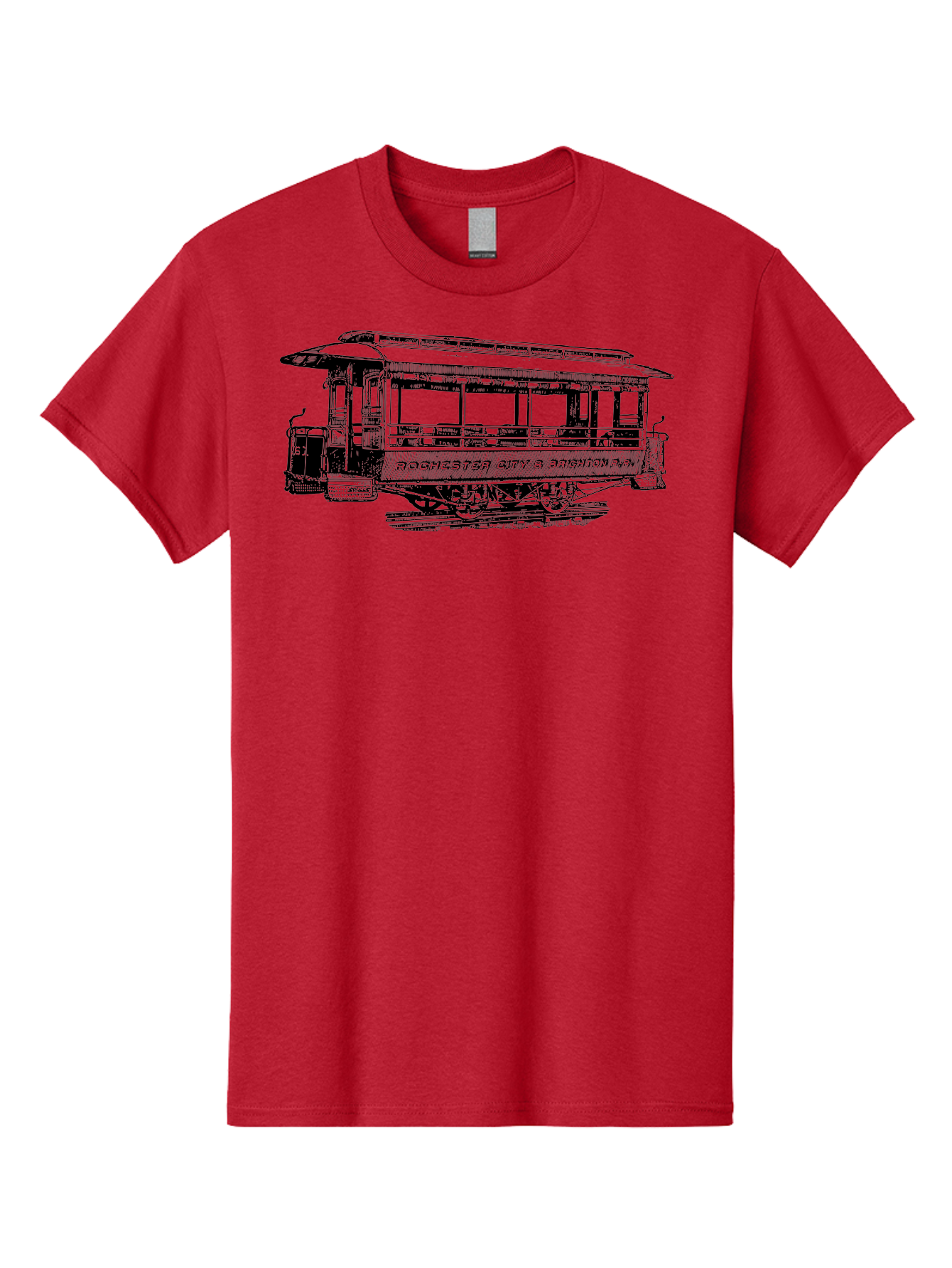 Rochester-City-Brighton-Railroad Men'S Graphic Tee, 100% Cotton, Comfortable Casual Summer Wear, Machine Washable, Vintage Trolley, Railway Transportation, Rochester City & Brighton Railroad, Historic Streetcar, Classic Transportation, Aad803 23